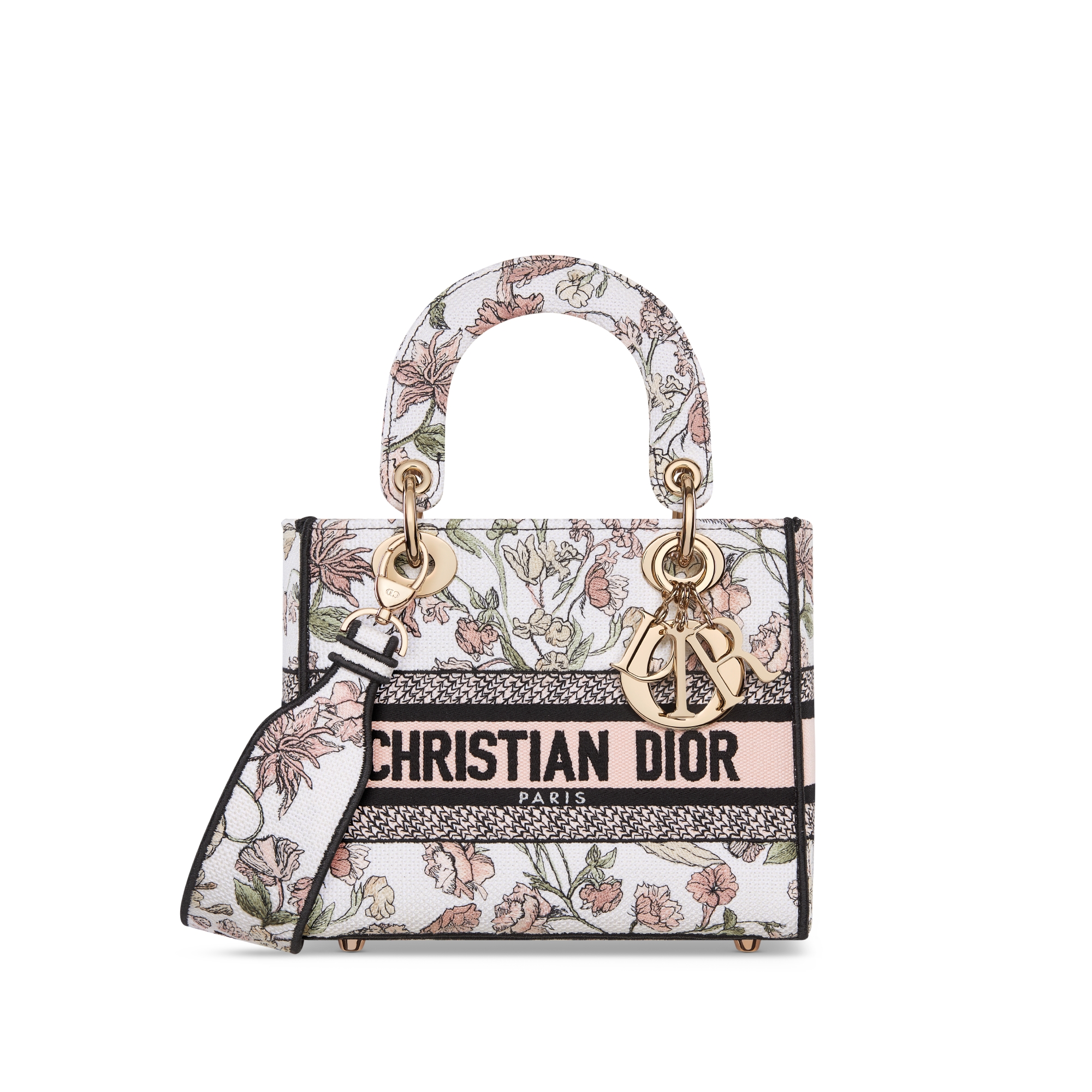 Small Lady D-Lite Bag Pink Multicolor Millefiori Embroidery E01