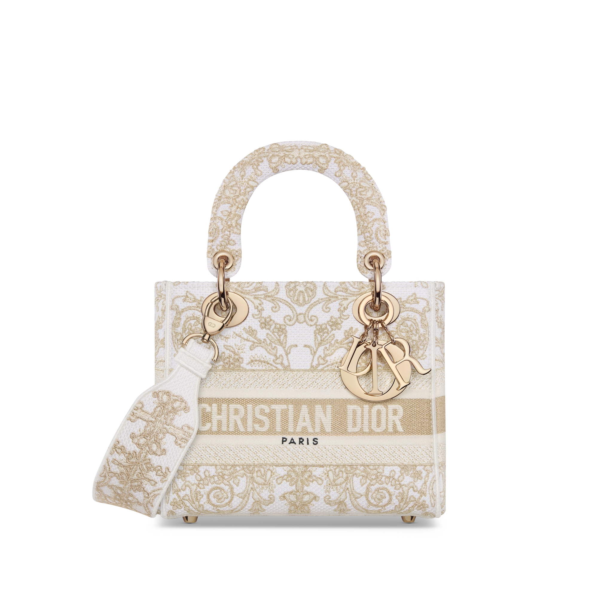 Bolso pequeño Lady D-Lite Bordado Cornely Dioresque Butterfly latte y dorado E01