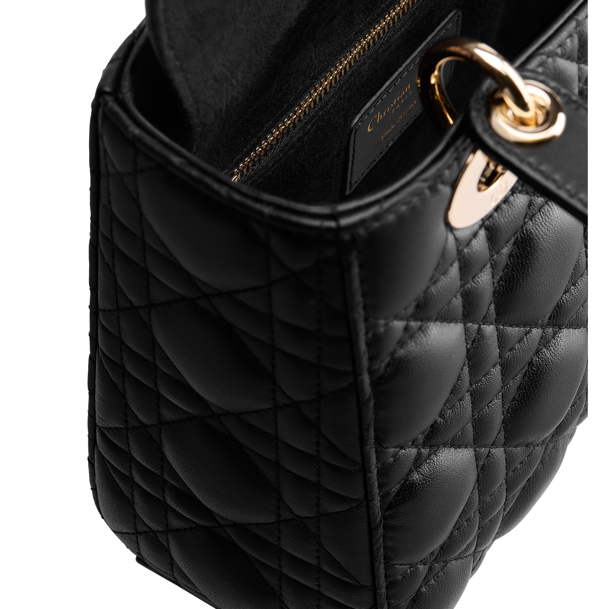 Small Lady Dior Bag with Strap Black Cannage Lambskin E10