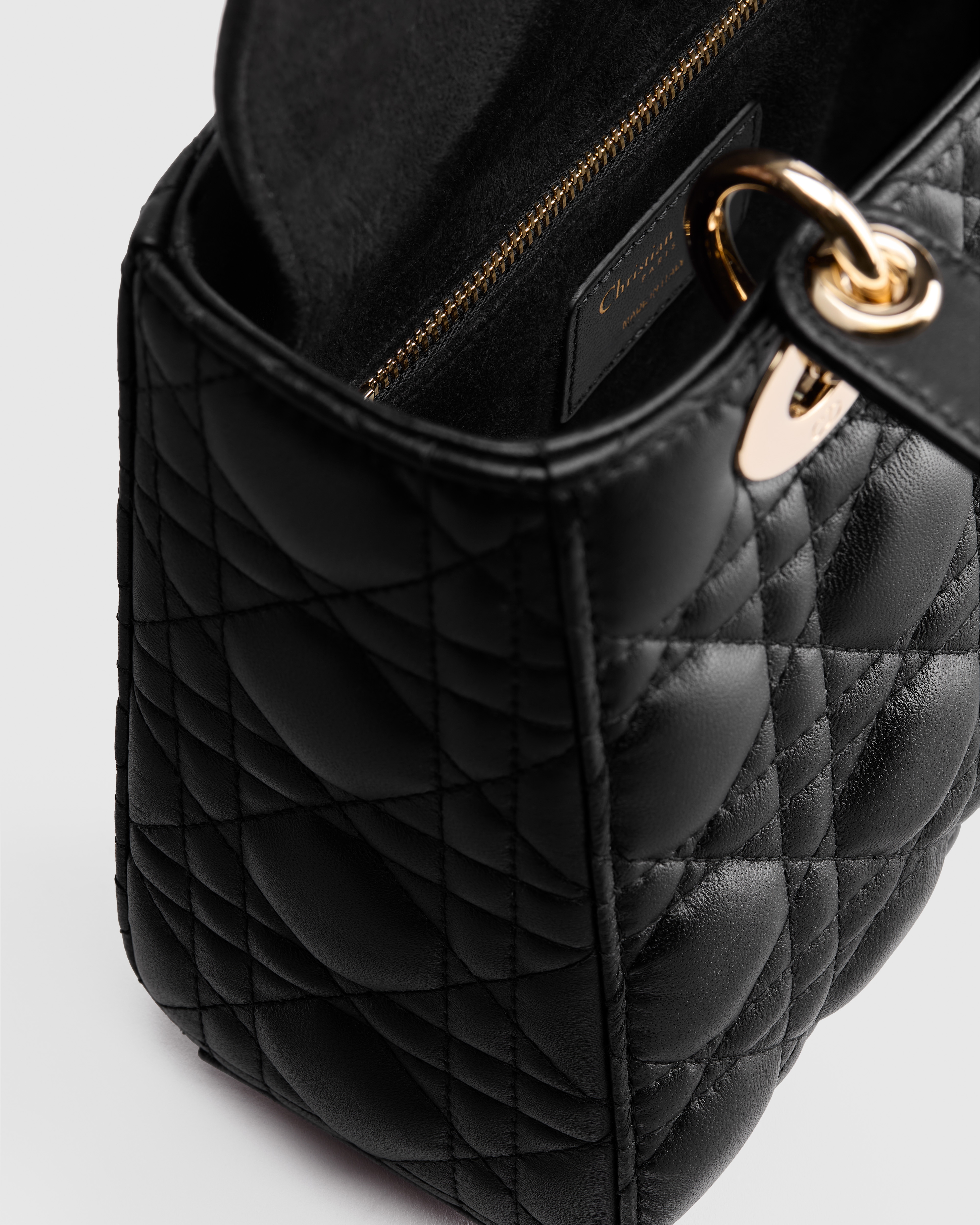 Small Lady Dior Bag with Strap Black Cannage Lambskin E10