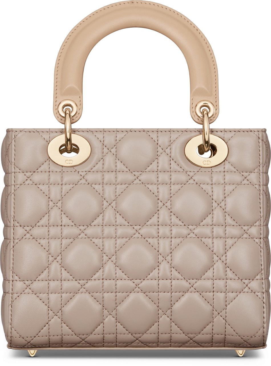 Small Lady Dior Bag Two Tone Trench Beige and Biscuit Cannage Lambskin DIOR