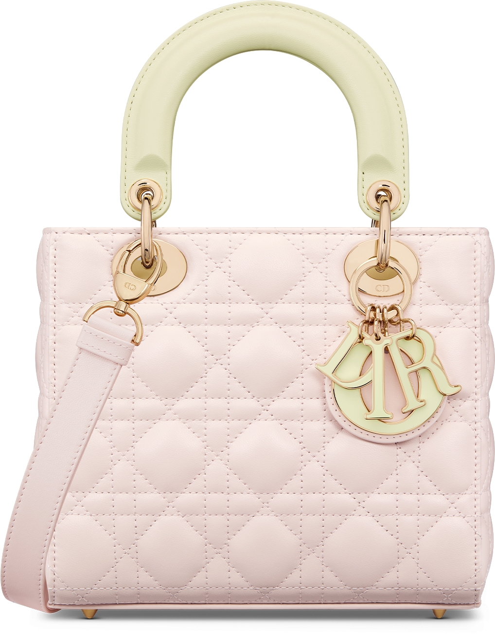 Small Lady Dior Bag Two-Tone Rose Quartz and Pastel Yellow Cannage ...
