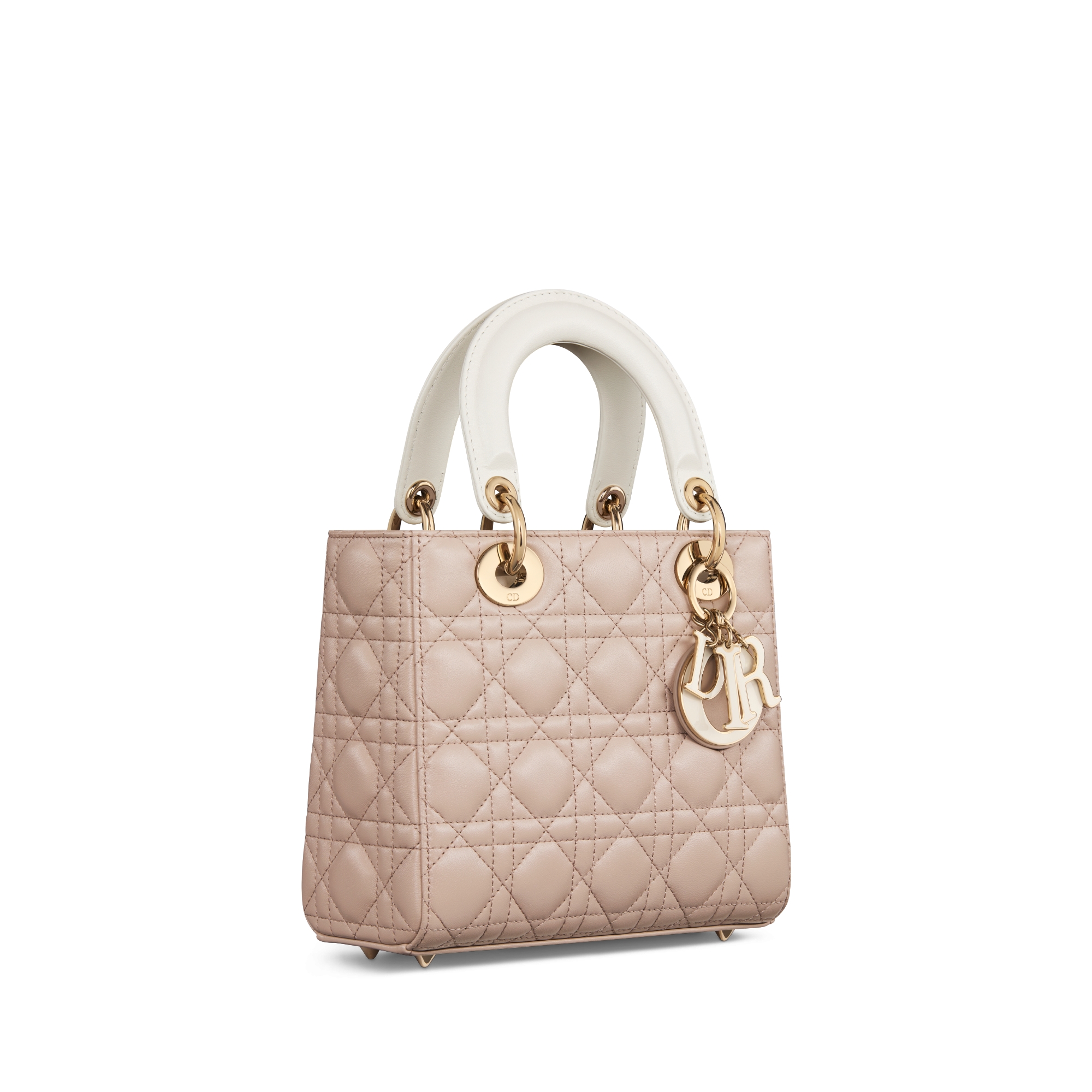 Sac Lady Dior Small Cuir d'agneau Cannage bicolore couleurs Trench et latte E03
