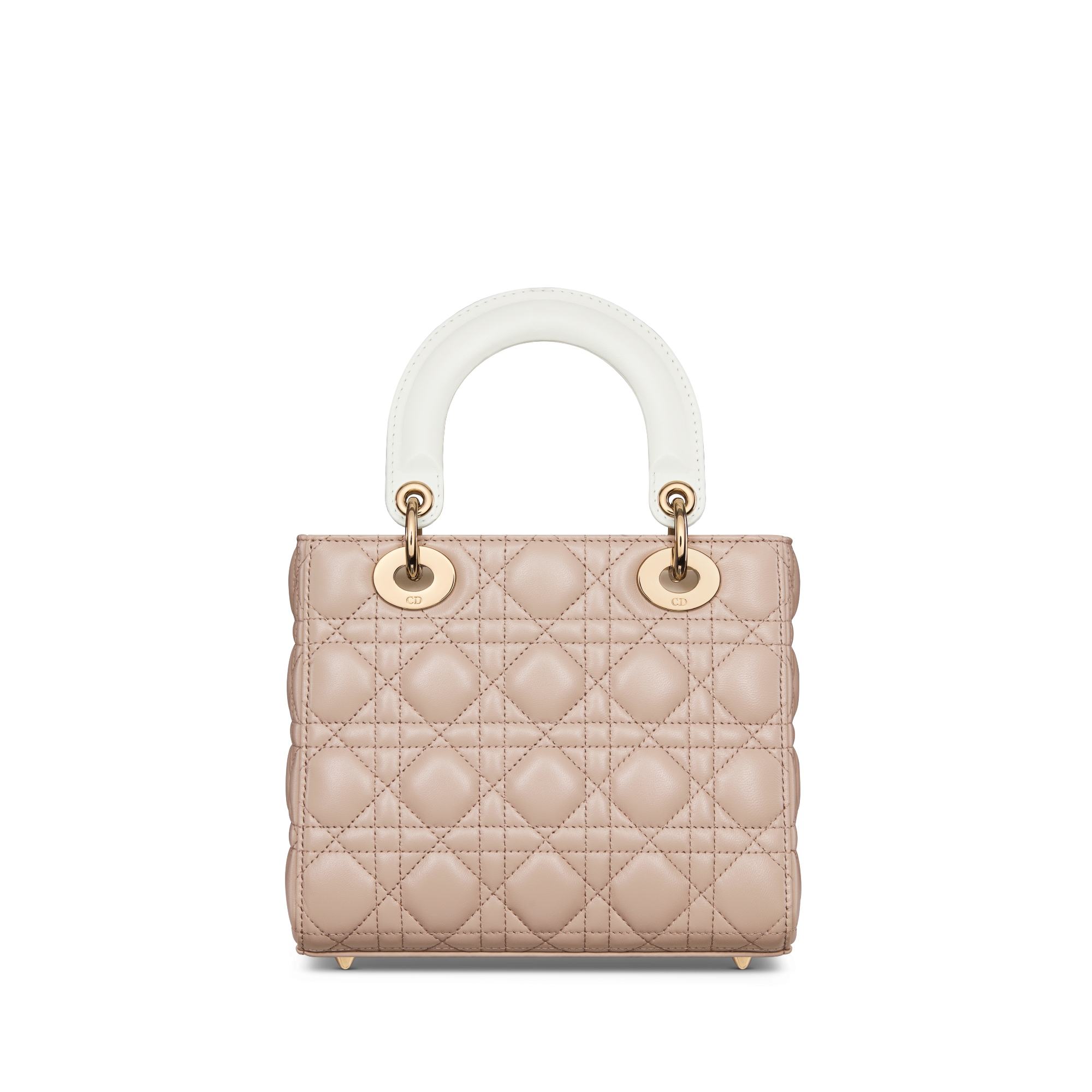 Sac Lady Dior Small Cuir d'agneau Cannage bicolore couleurs Trench et latte E08