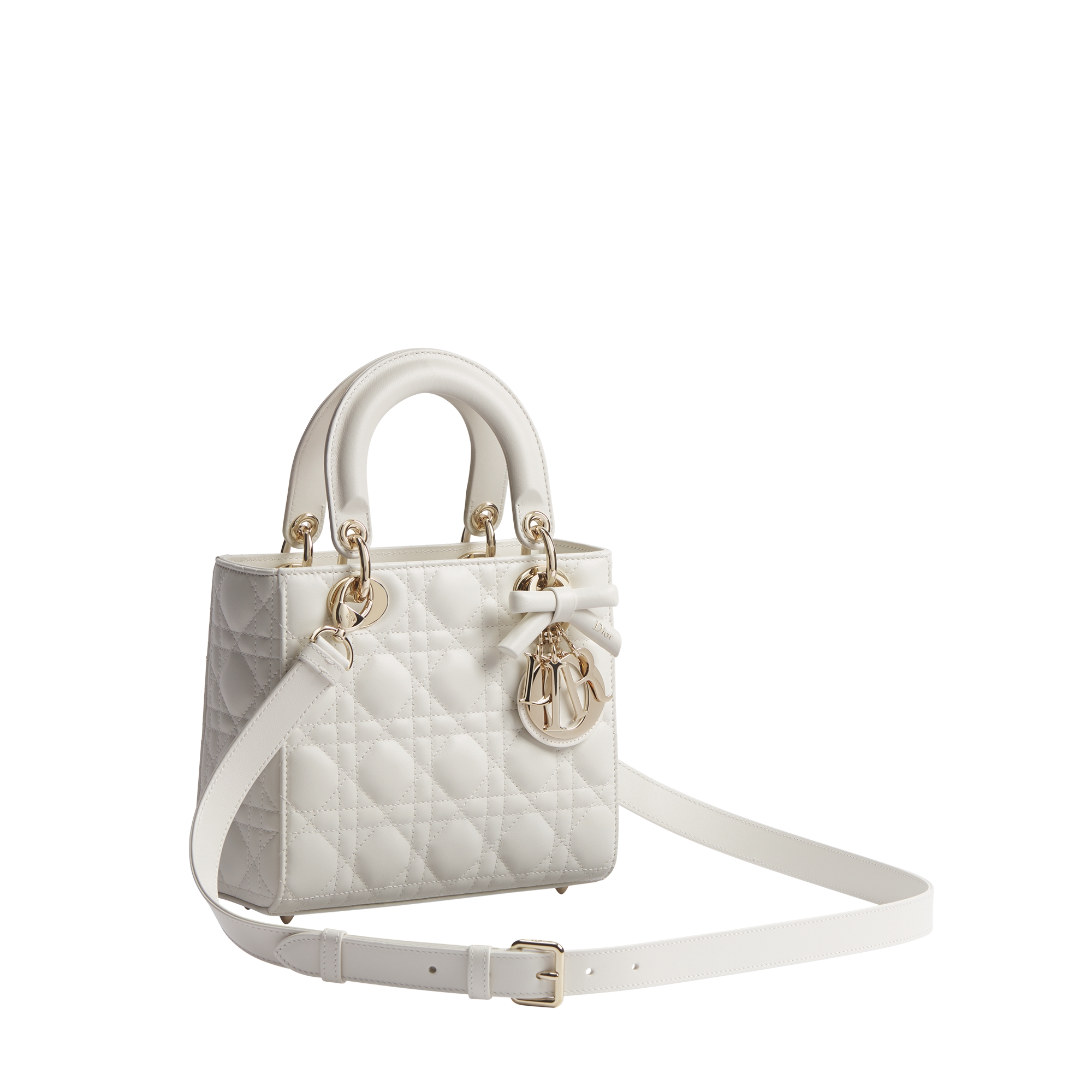 Small Lady Dior Bag with Strap Latte Cannage Lambskin E03