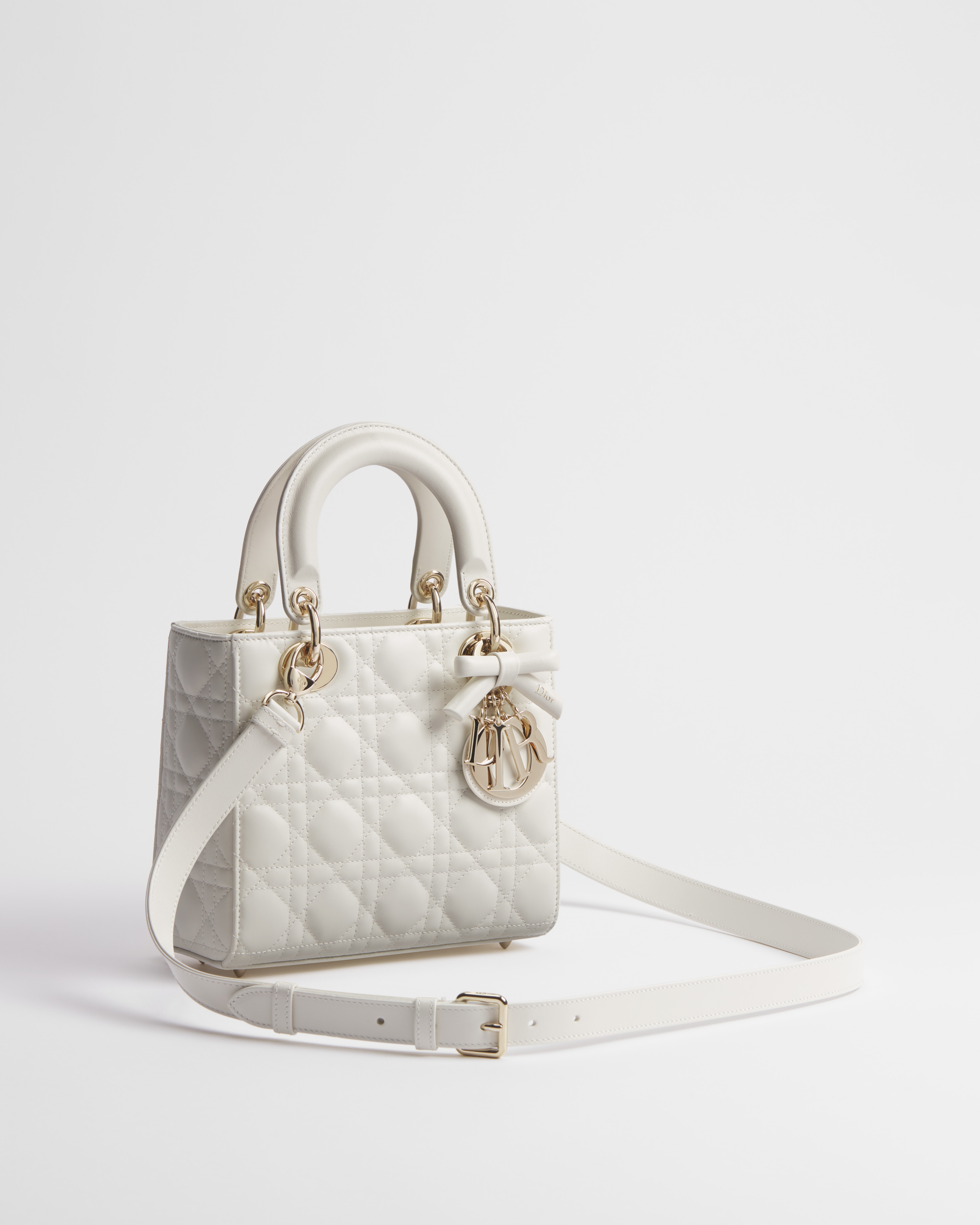 Small Lady Dior Bag with Strap Latte Cannage Lambskin E03