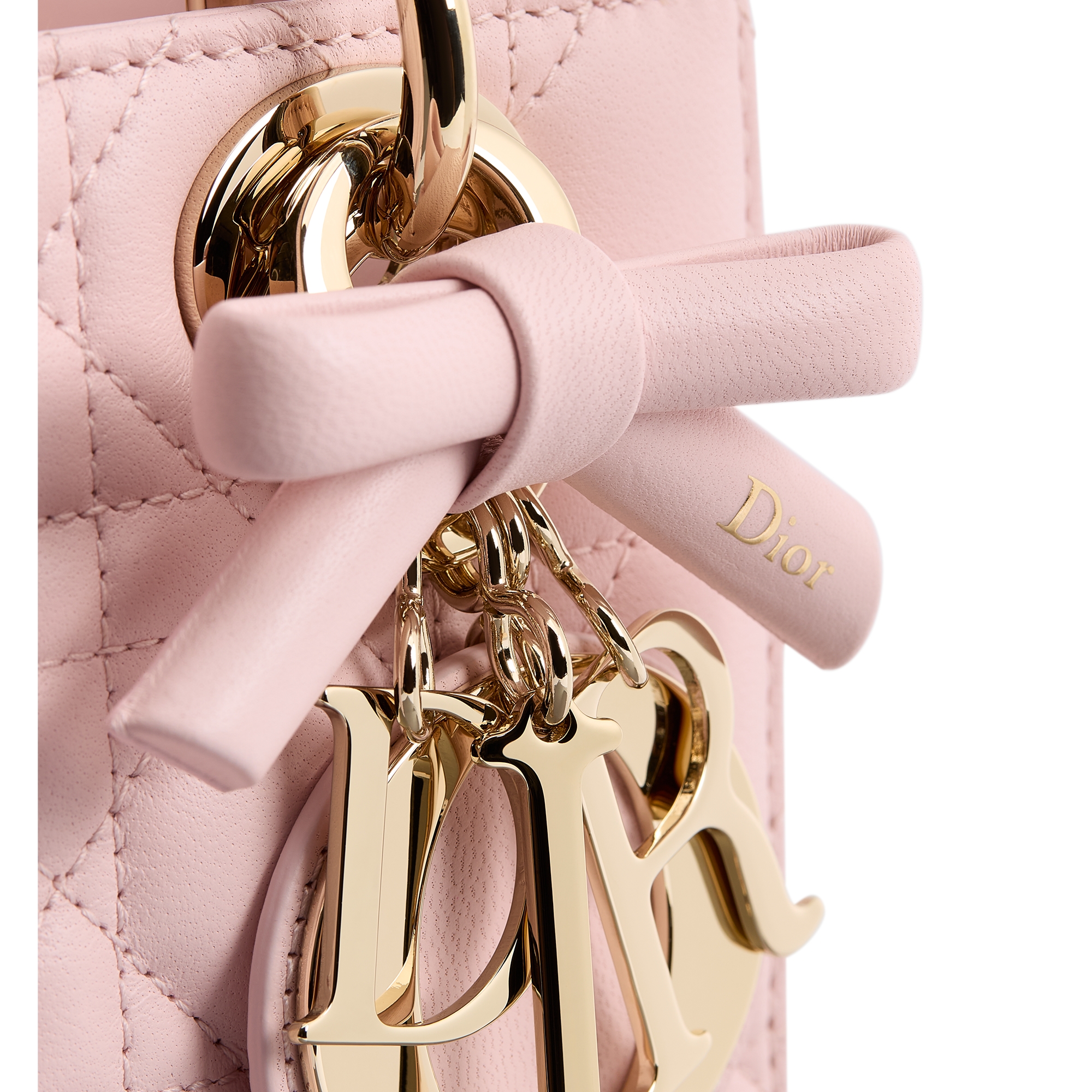 Small Lady Dior Bag with Strap Rose Soupir Cannage Lambskin E09