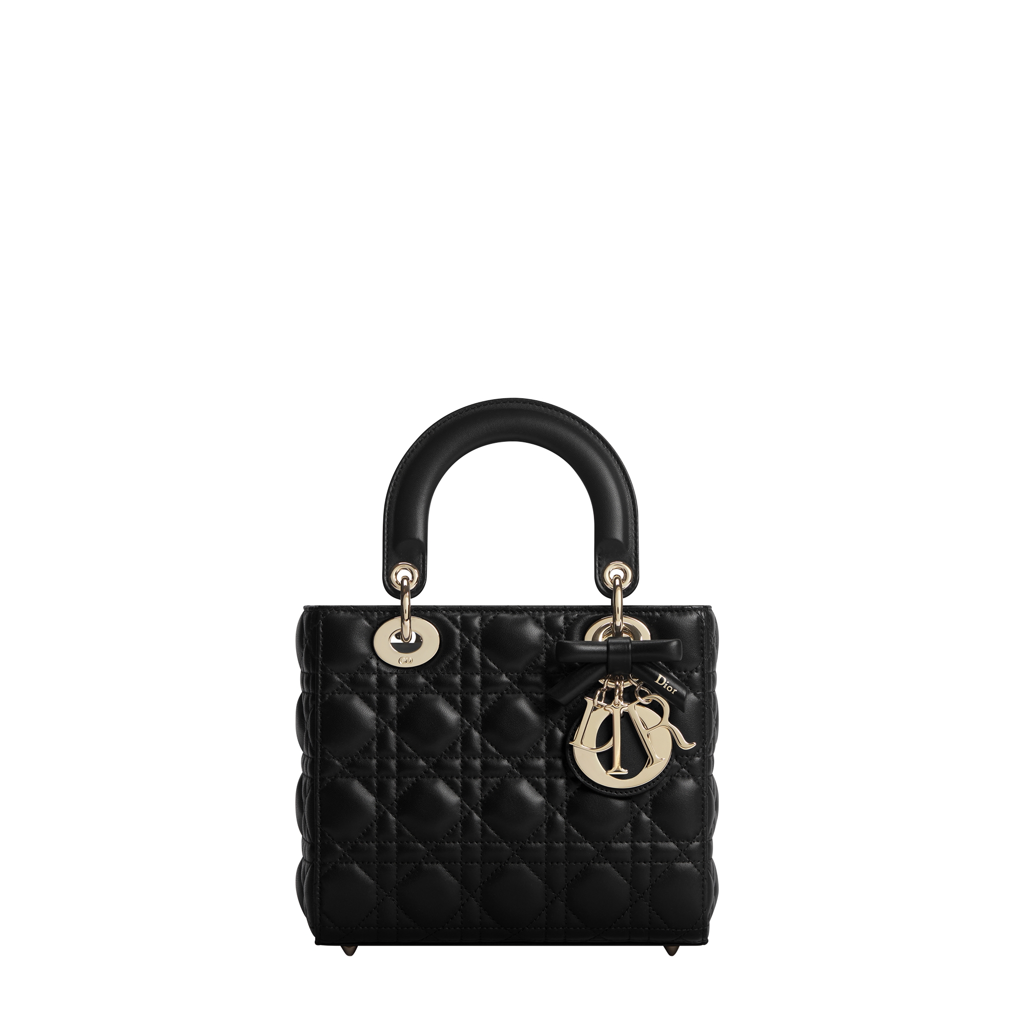 Small Lady Dior Bag with Strap Black Cannage Lambskin E01