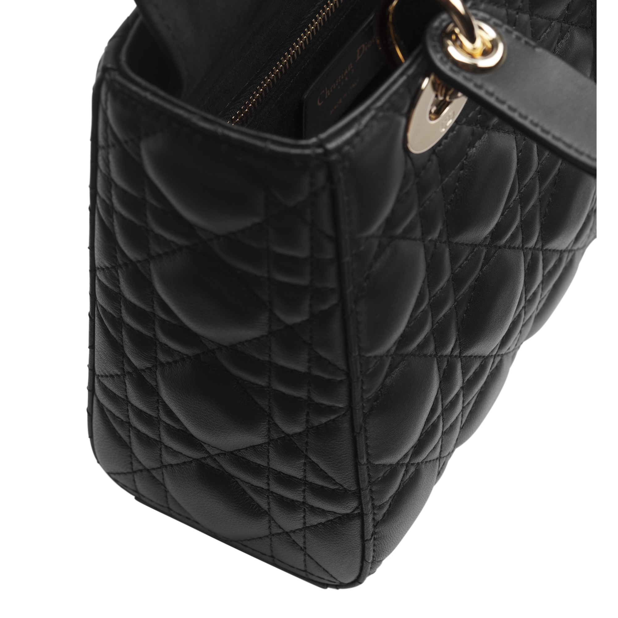 Small Lady Dior Bag with Strap Black Cannage Lambskin E06