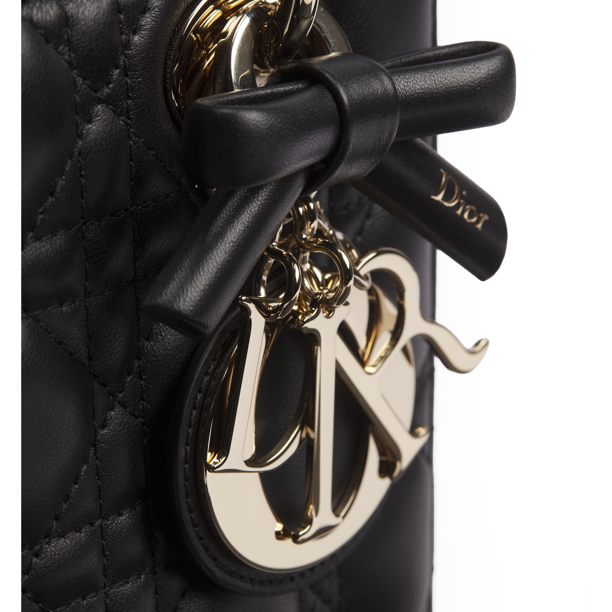 Small Lady Dior Bag with Strap Black Cannage Lambskin E09