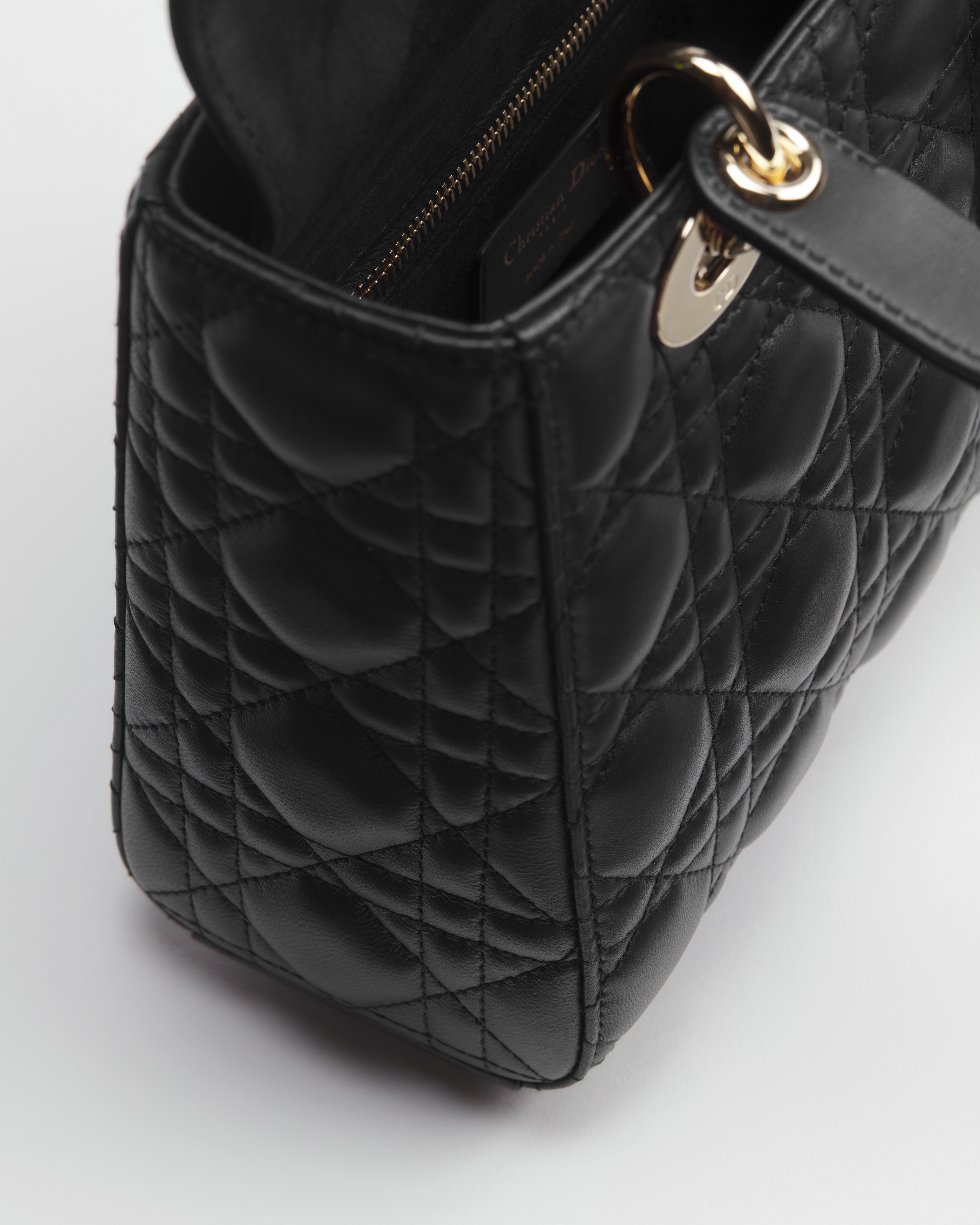 Small Lady Dior Bag with Strap Black Cannage Lambskin E06