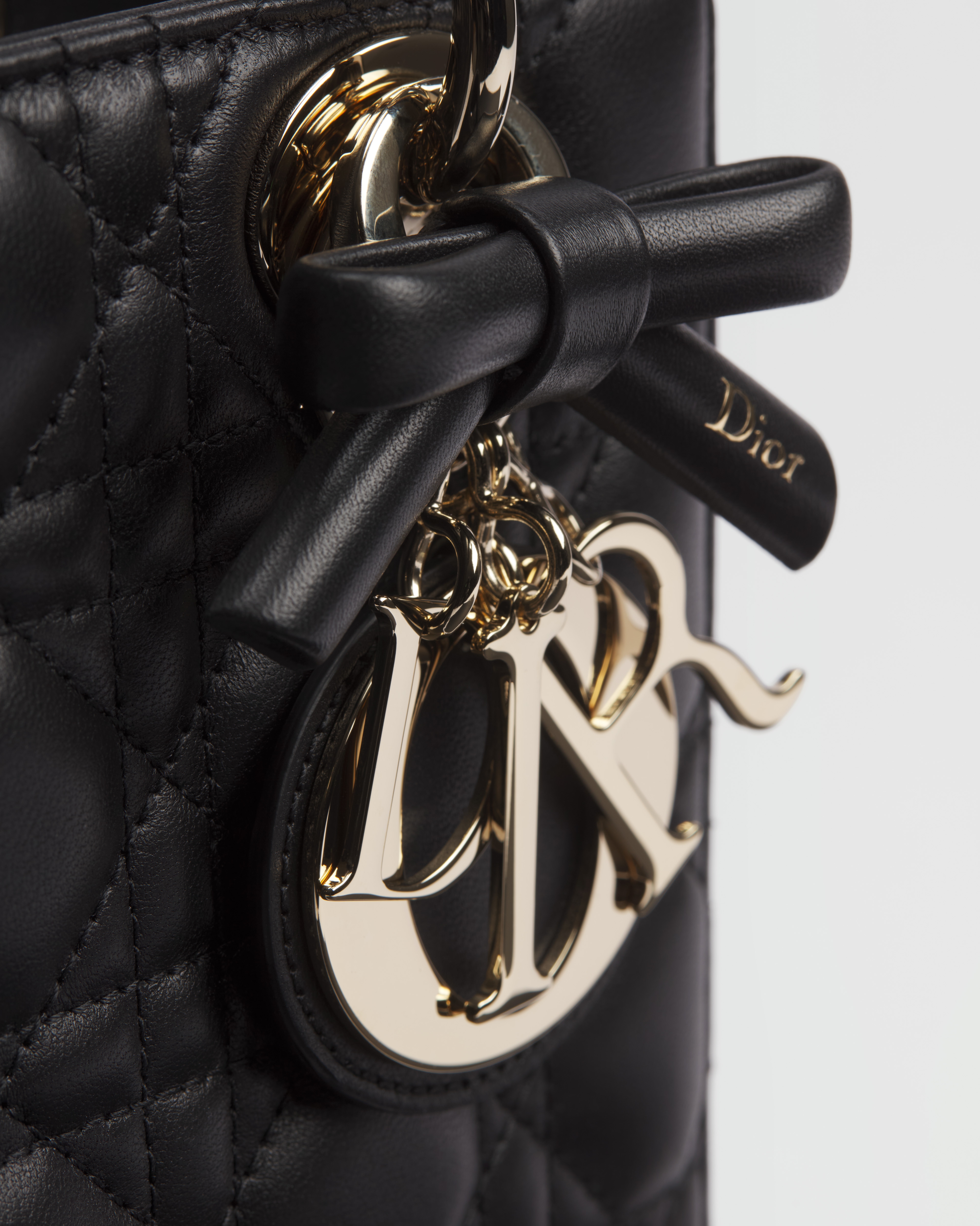 Small Lady Dior Bag with Strap Black Cannage Lambskin E09