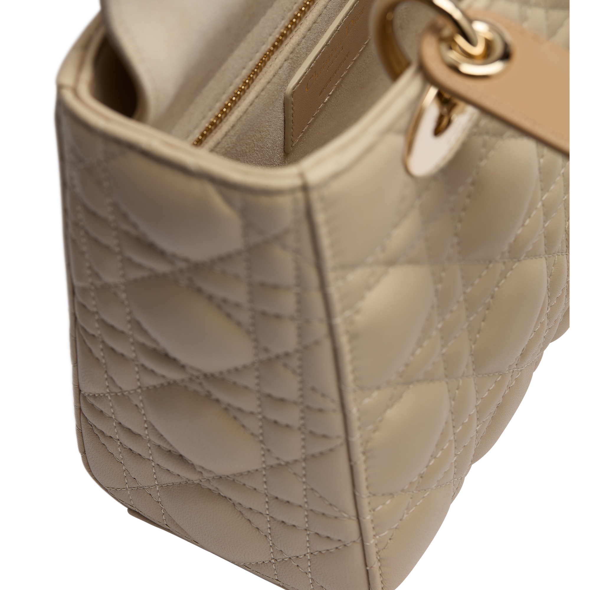 Small Lady Dior Bag with Strap Trench and Biscuit Cannage Lambskin E10