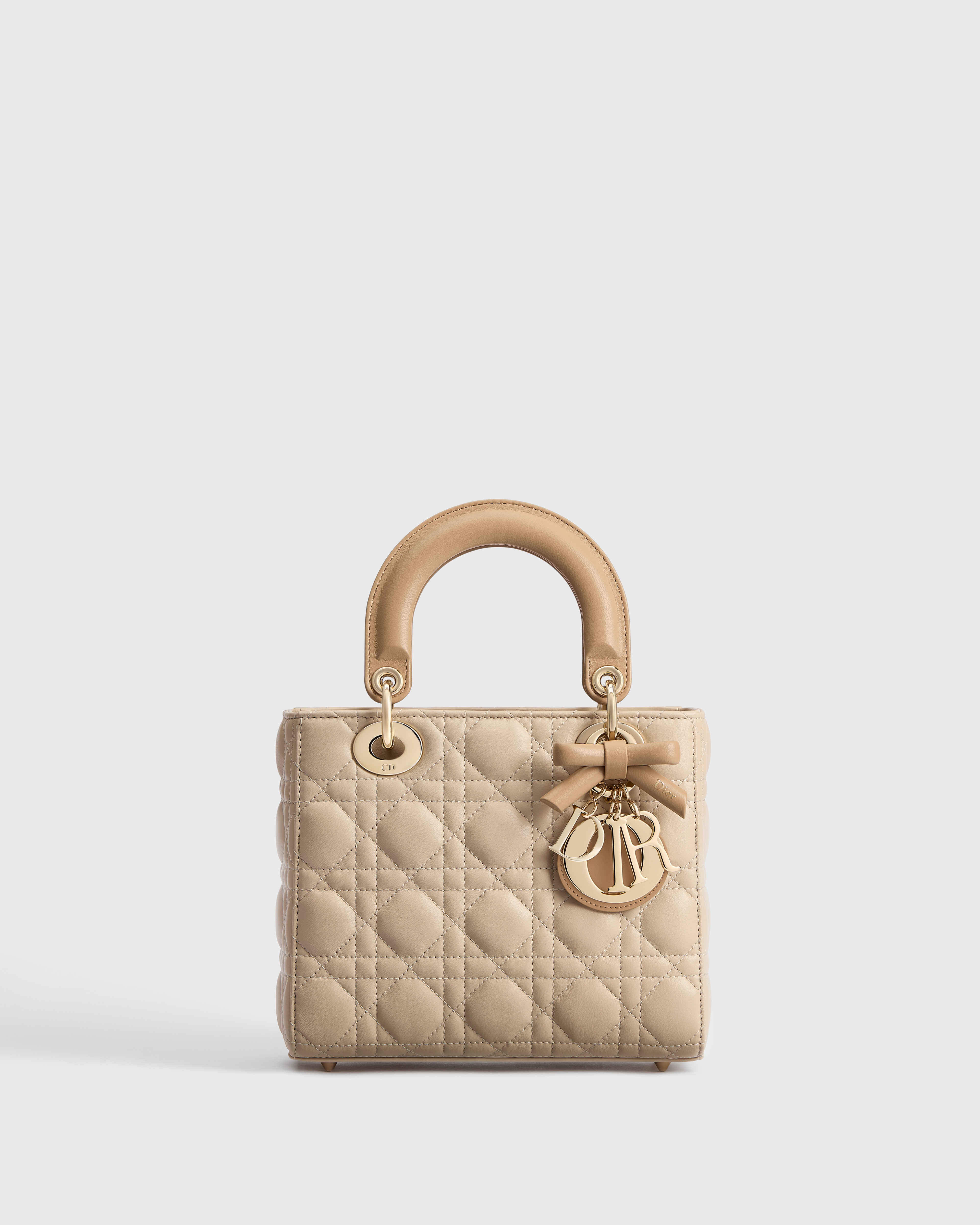 Small Lady Dior Bag with Strap Trench and Biscuit Cannage Lambskin E01