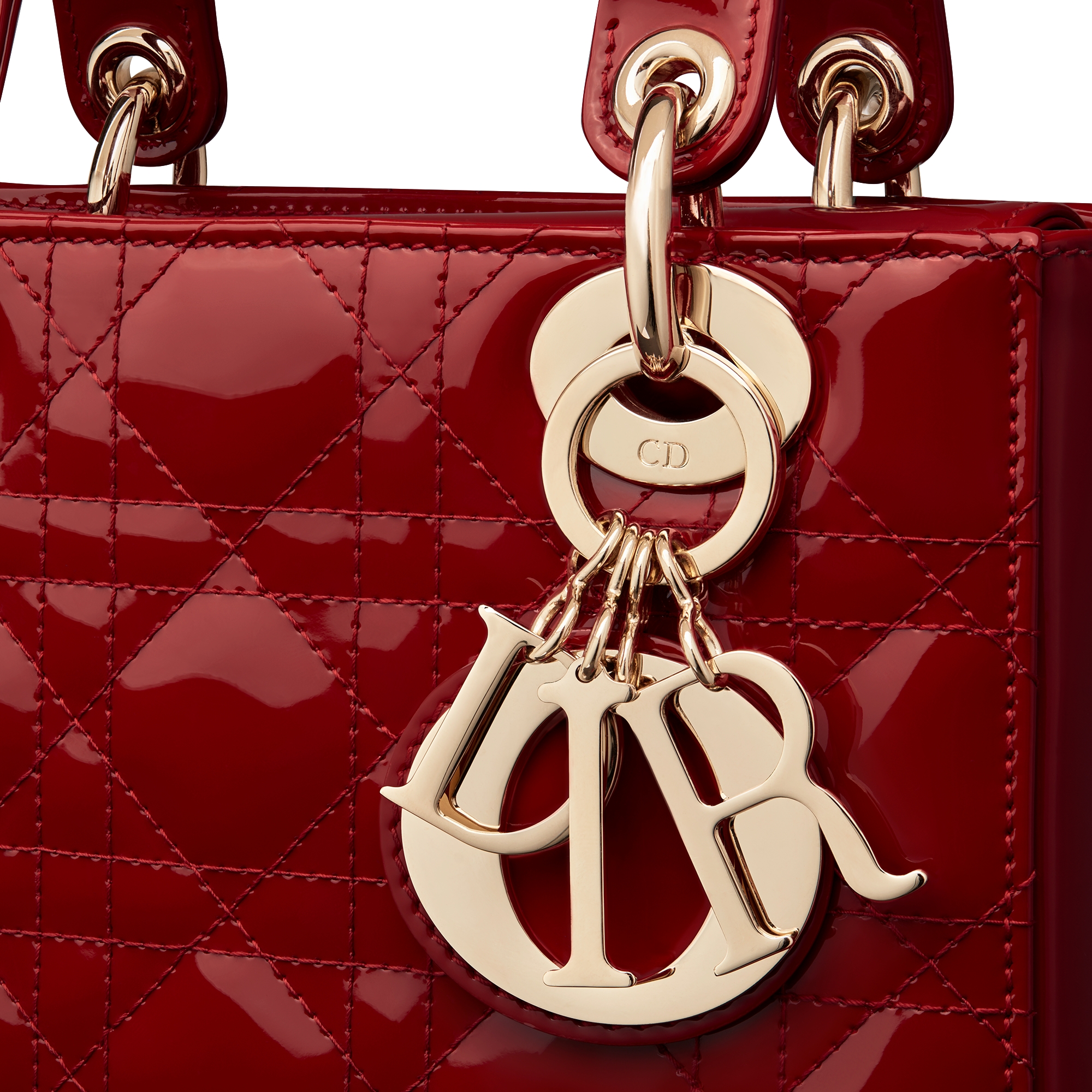 Small Lady Dior Bag Cherry Red Patent Cannage Calfskin E09