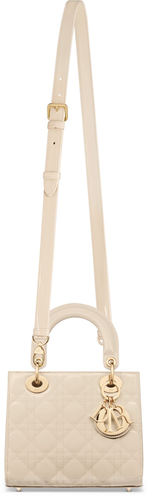 Small Lady Dior Bag Dusty Ivory Patent Cannage Calfskin | DIOR