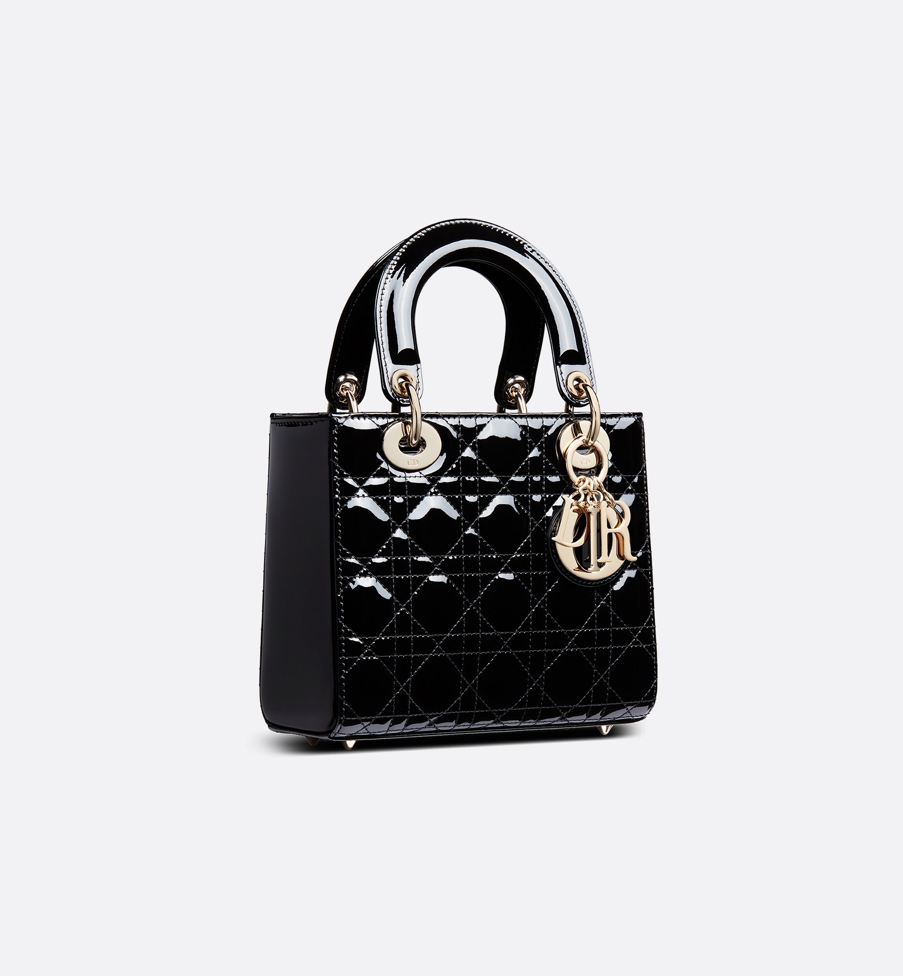 Lady Dior 小型包黑色漆面Cannage 籐格紋小牛皮| DIOR Lady Dior 小型包黑色漆面Cannage 籐格紋小牛皮| DIOR