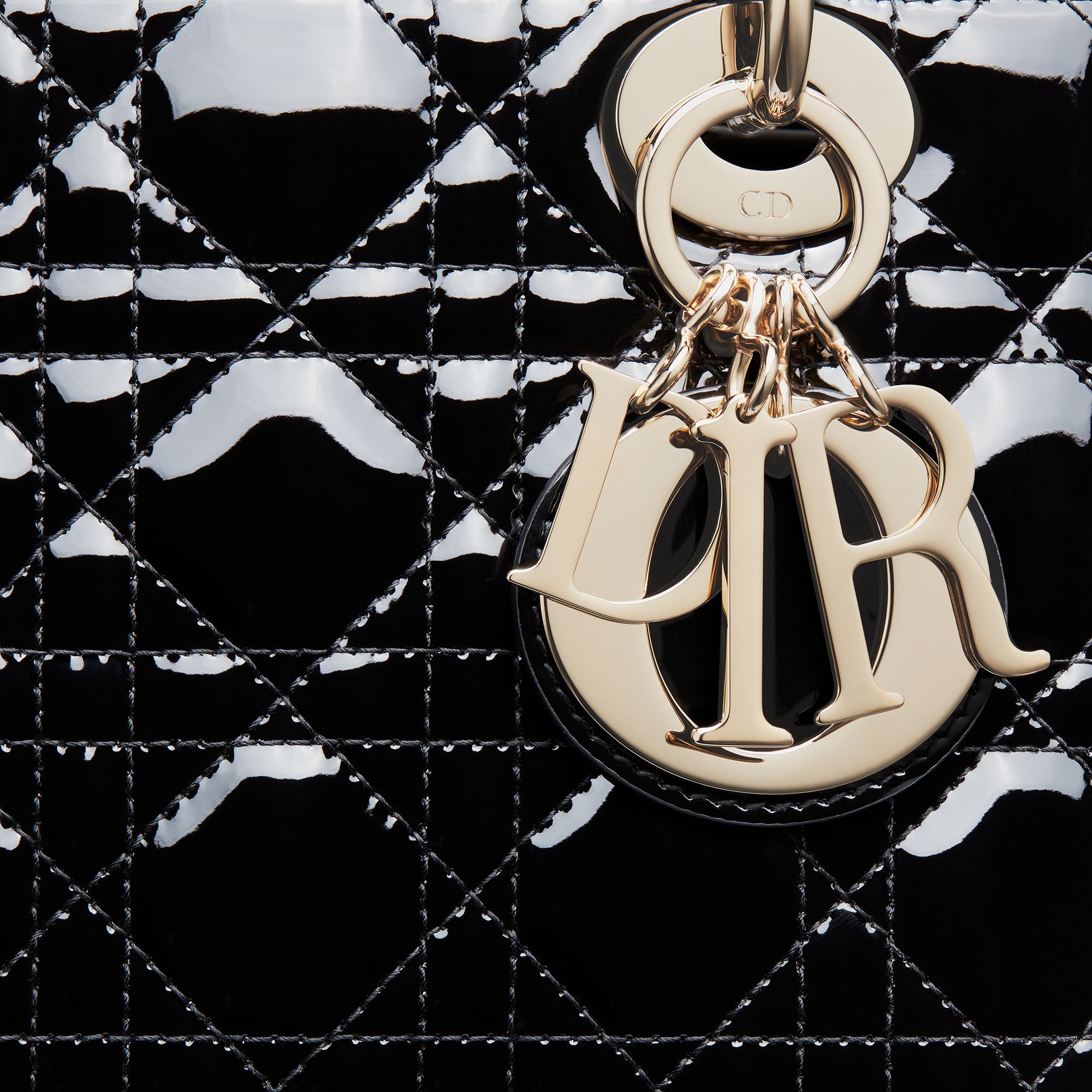 Small Lady Dior Bag Black Patent Cannage Calfskin | DIOR