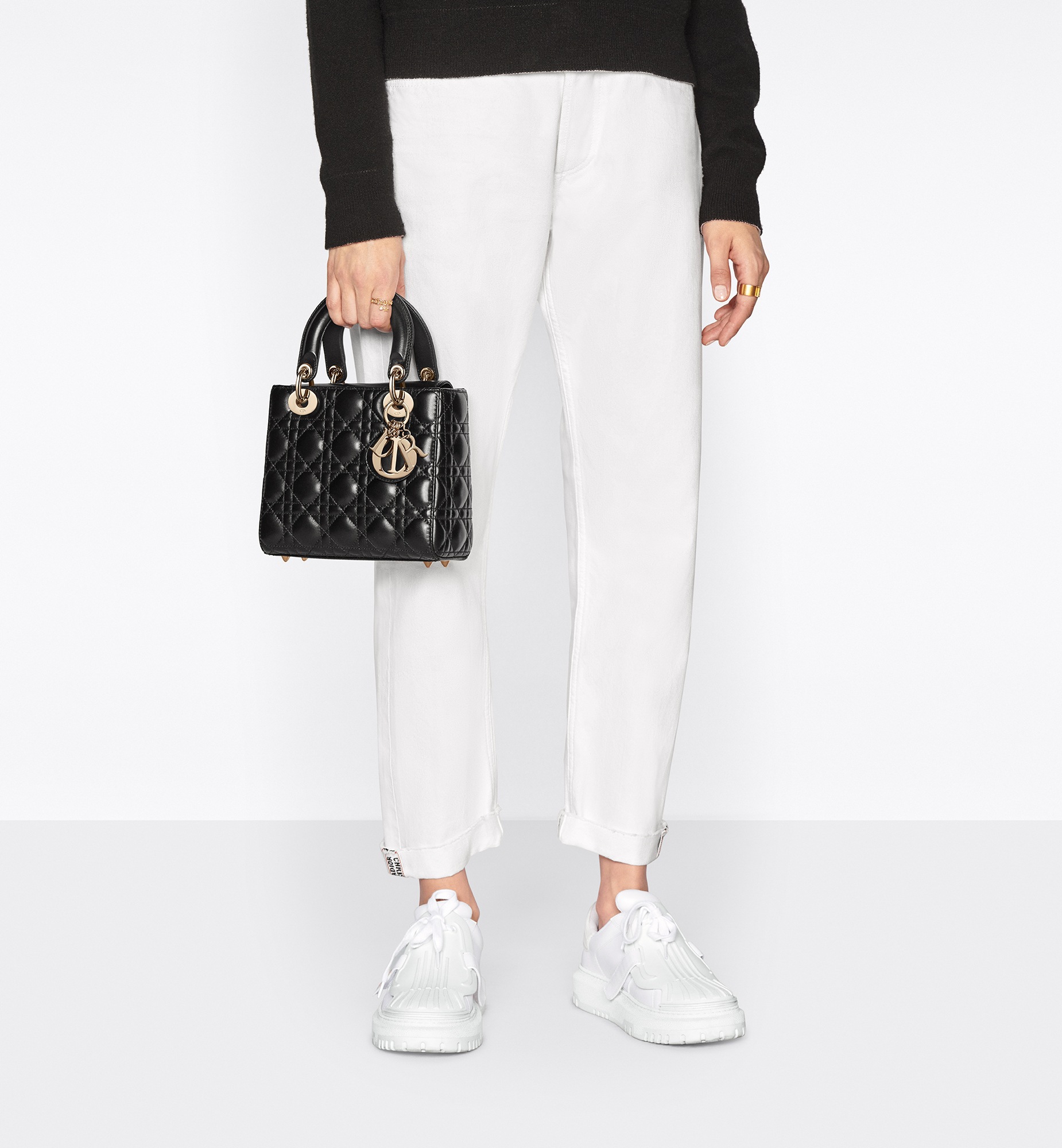 Small Lady Dior Bag Latte Cannage Grained Calfskin E12