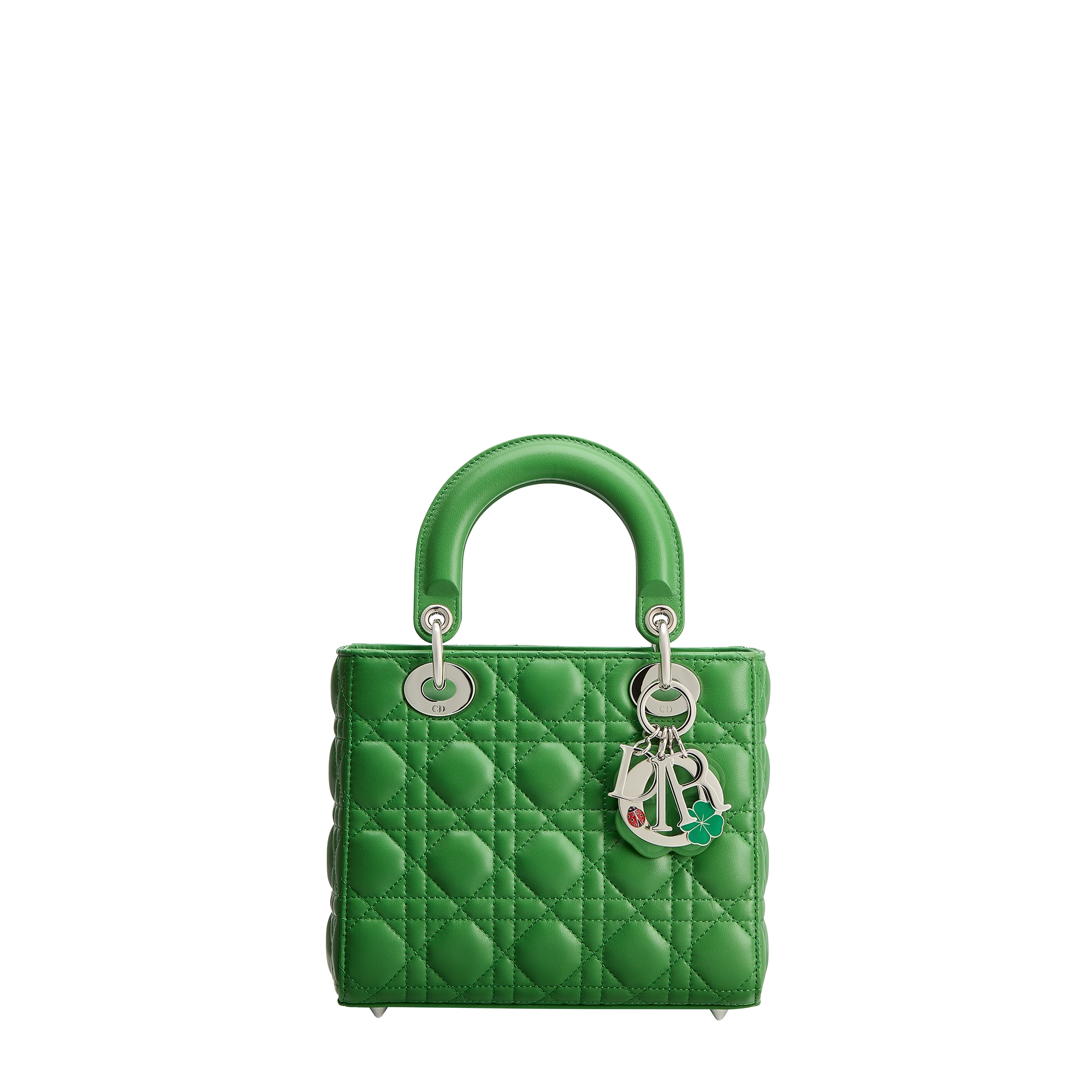 Small Lady Dior Bag with Strap Clover Lucky Green Cannage Lambskin