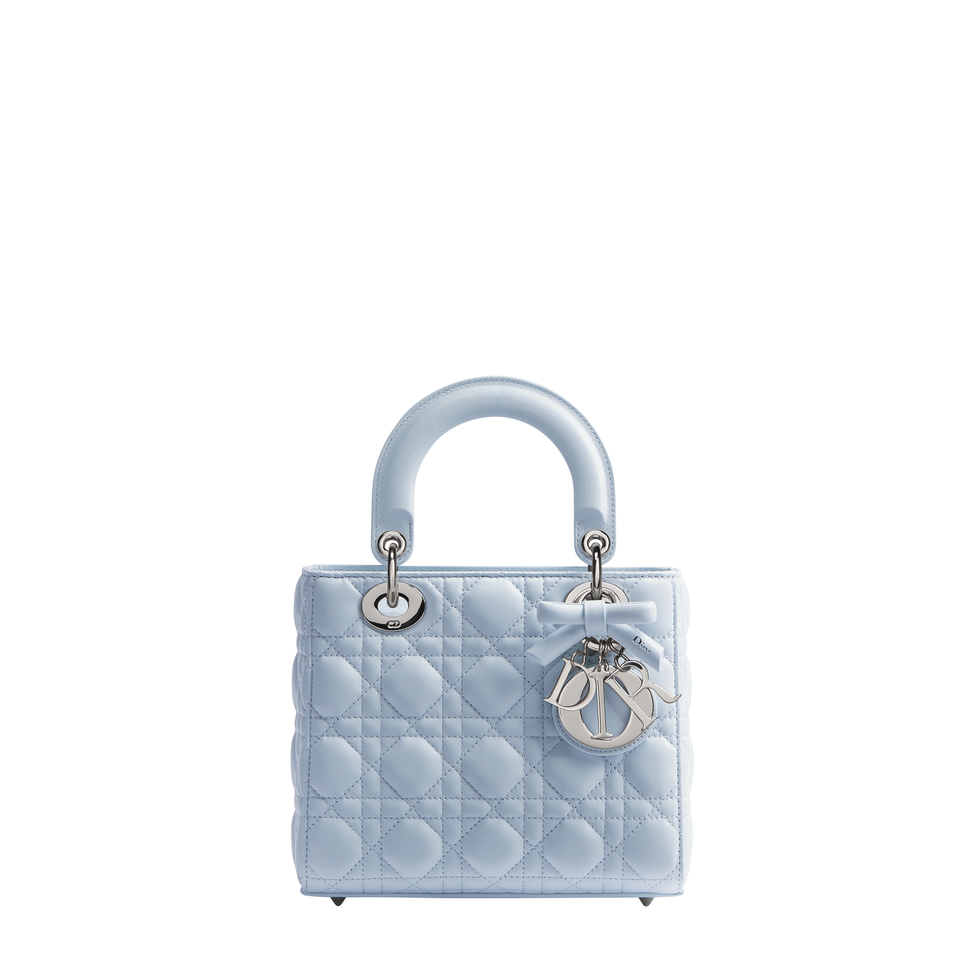 Small Lady Dior Bag with Strap Ice Blue Cannage Lambskin | DIOR