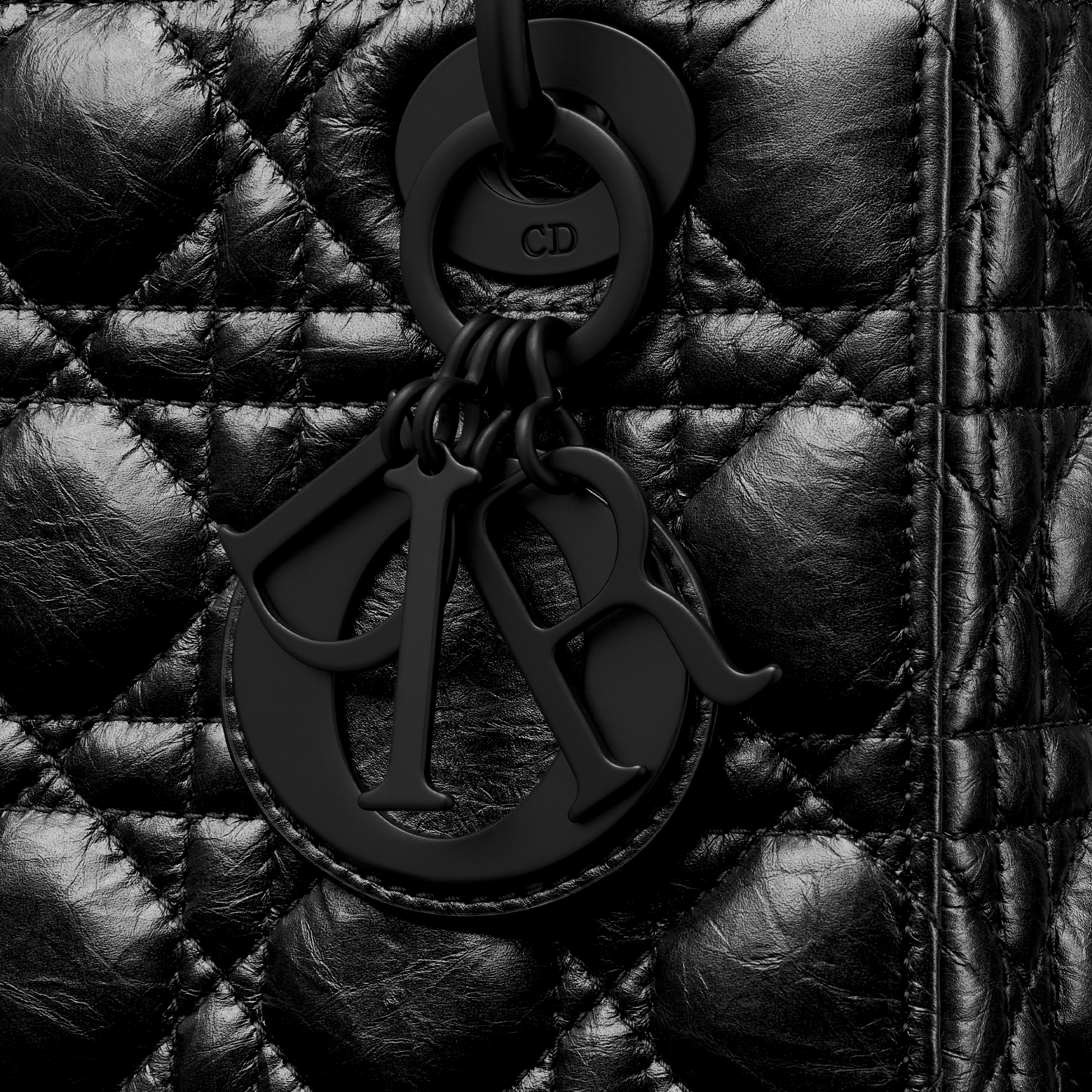 Small Lady Dior Bag Black Crinkled Cannage Calfskin | DIOR