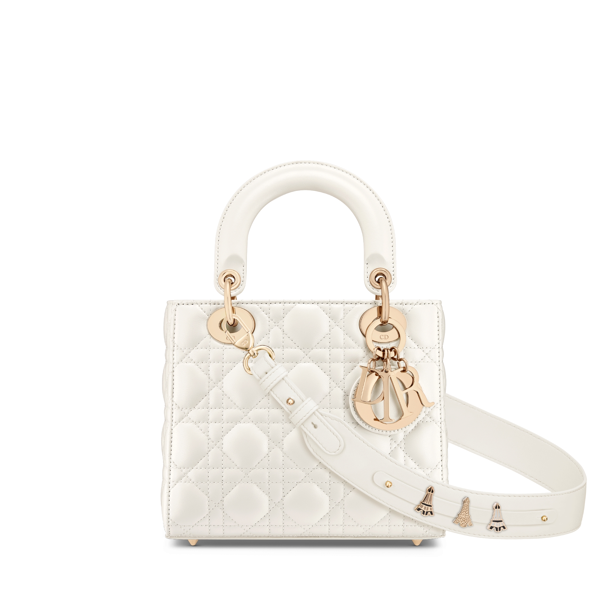 Small Lady Dior My ABCDior Bag Latte Pearlescent Cannage Lambskin | DIOR
