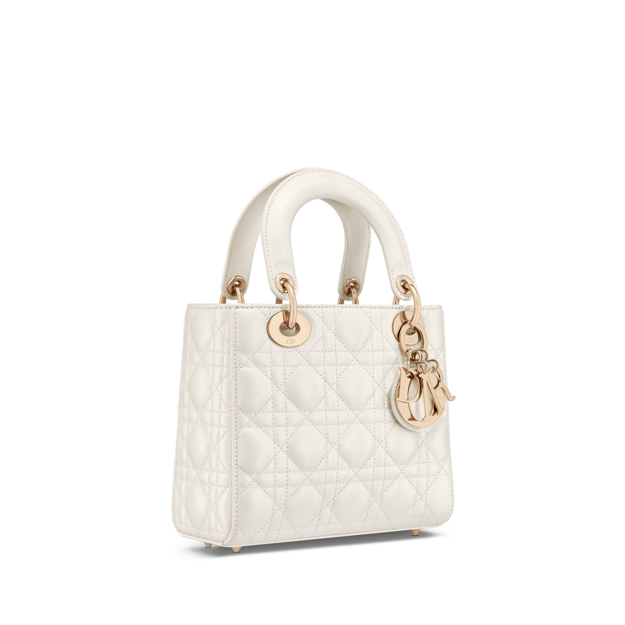 Small Lady Dior My ABCDior Bag Latte Pearlescent Cannage Lambskin | DIOR