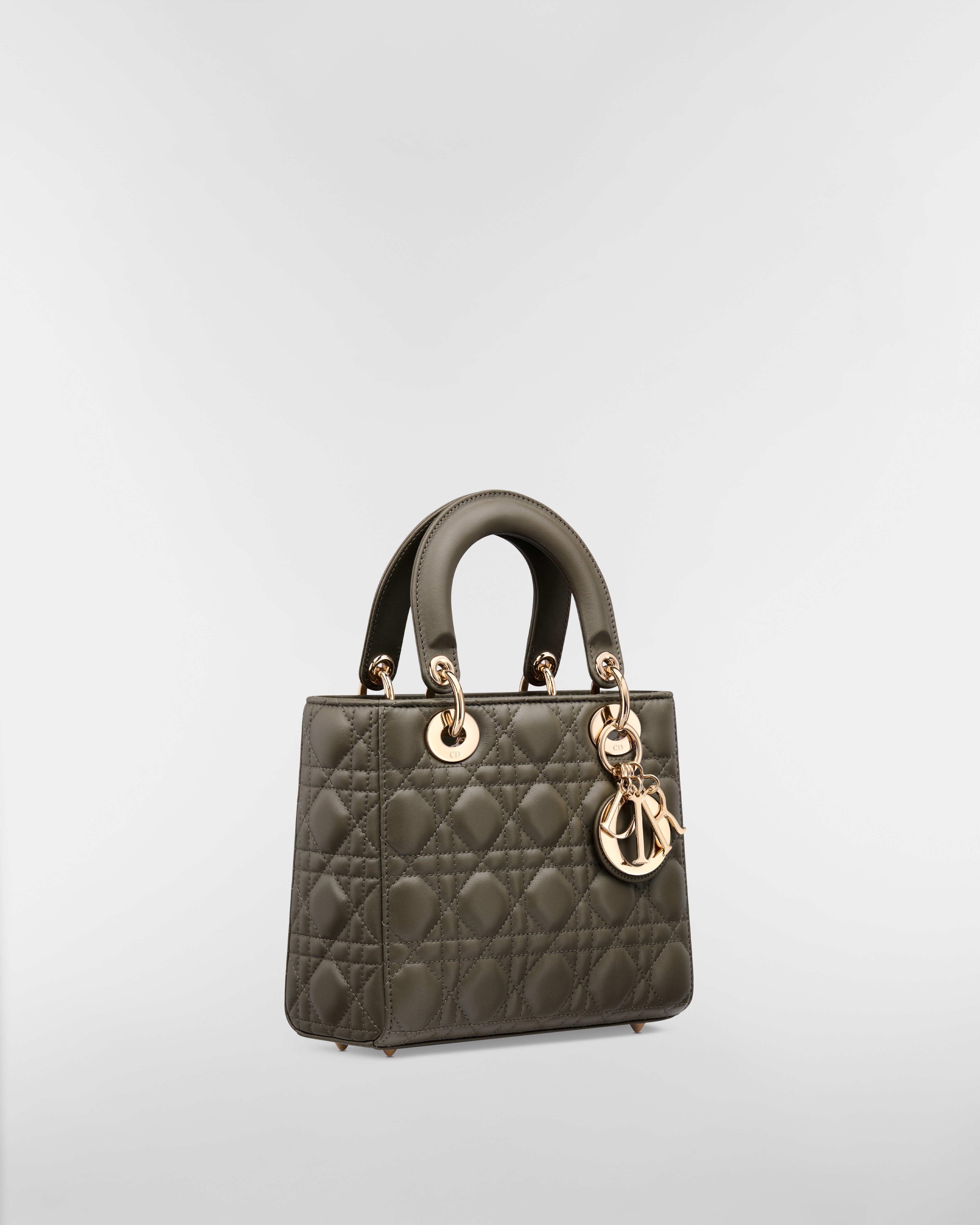 Kleine Lady Dior My ABCDior Tasche Cannage Lammleder in Olivtaupe E03