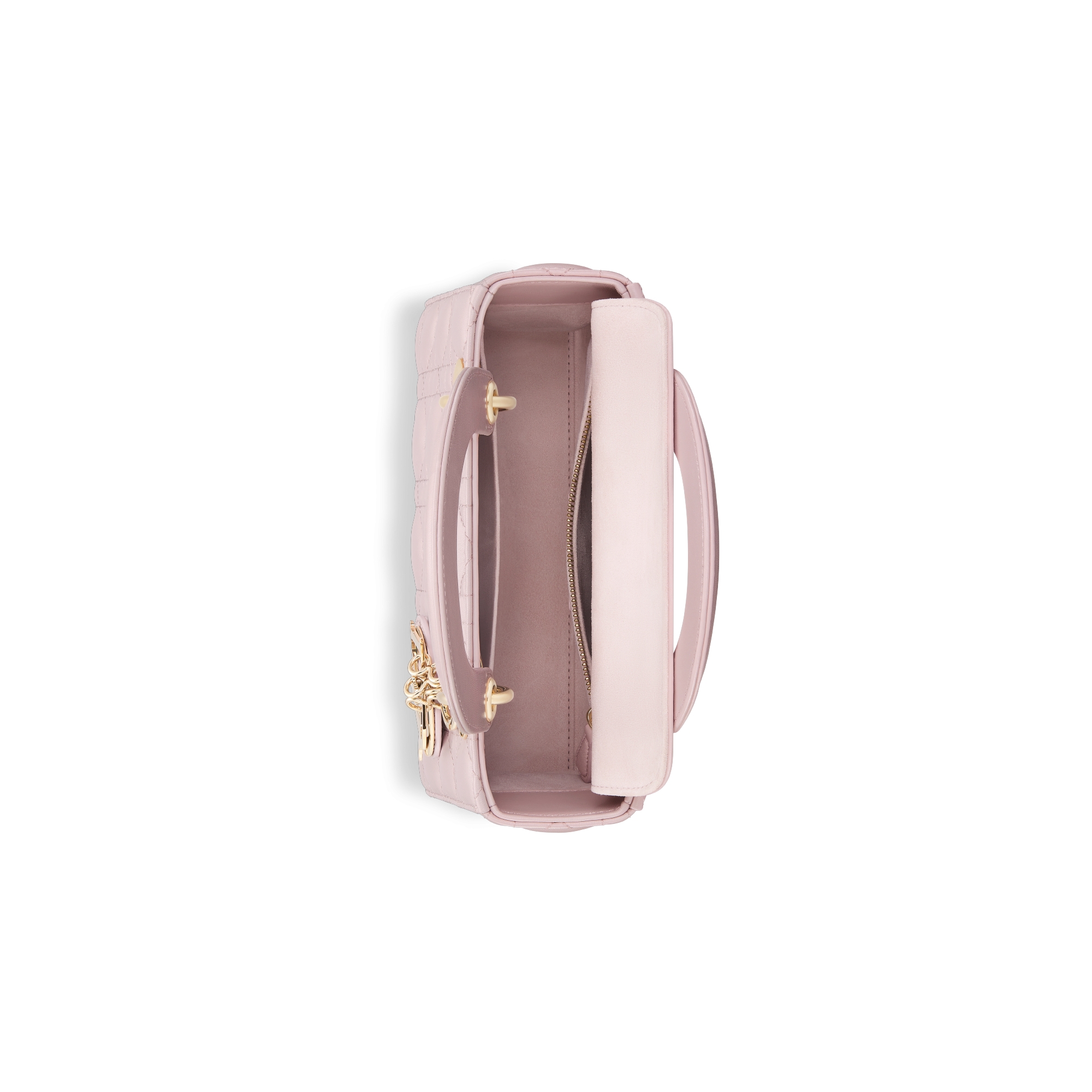 Bolsa Lady Dior My ABCDior pequena Pele de cordeiro Cannage rosa-bebê E06