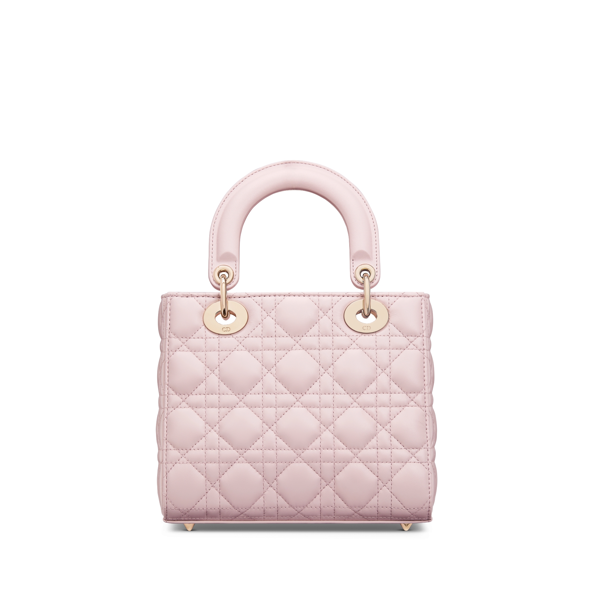 Bolsa Lady Dior My ABCDior pequena Pele de cordeiro Cannage rosa-bebê E08