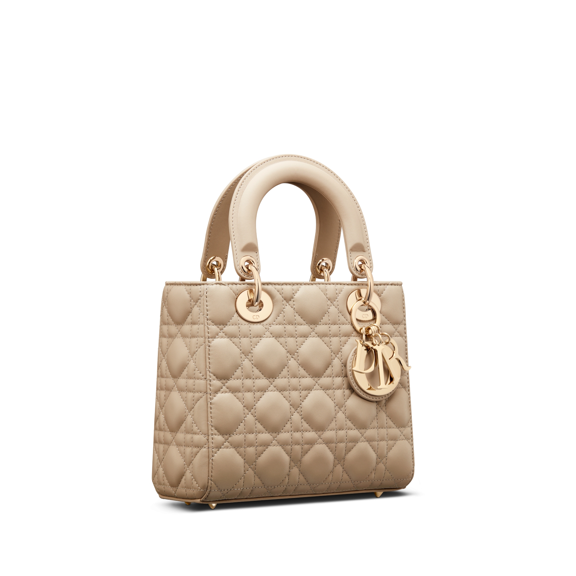 Bolsa Lady Dior My ABCDior pequena Pele de cordeiro Cannage bege-areia E03