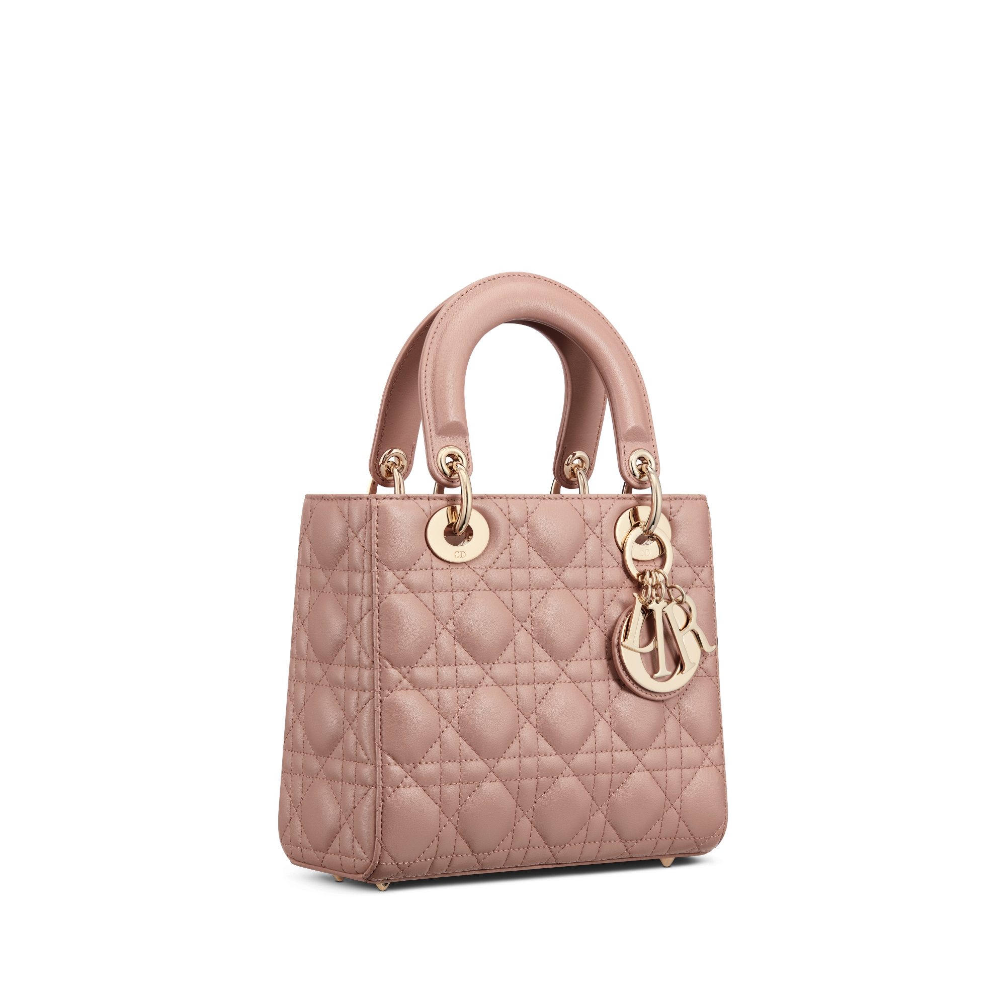 Bolso pequeño Lady Dior My ABCDior Piel de cordero Cannage rosa palo E03