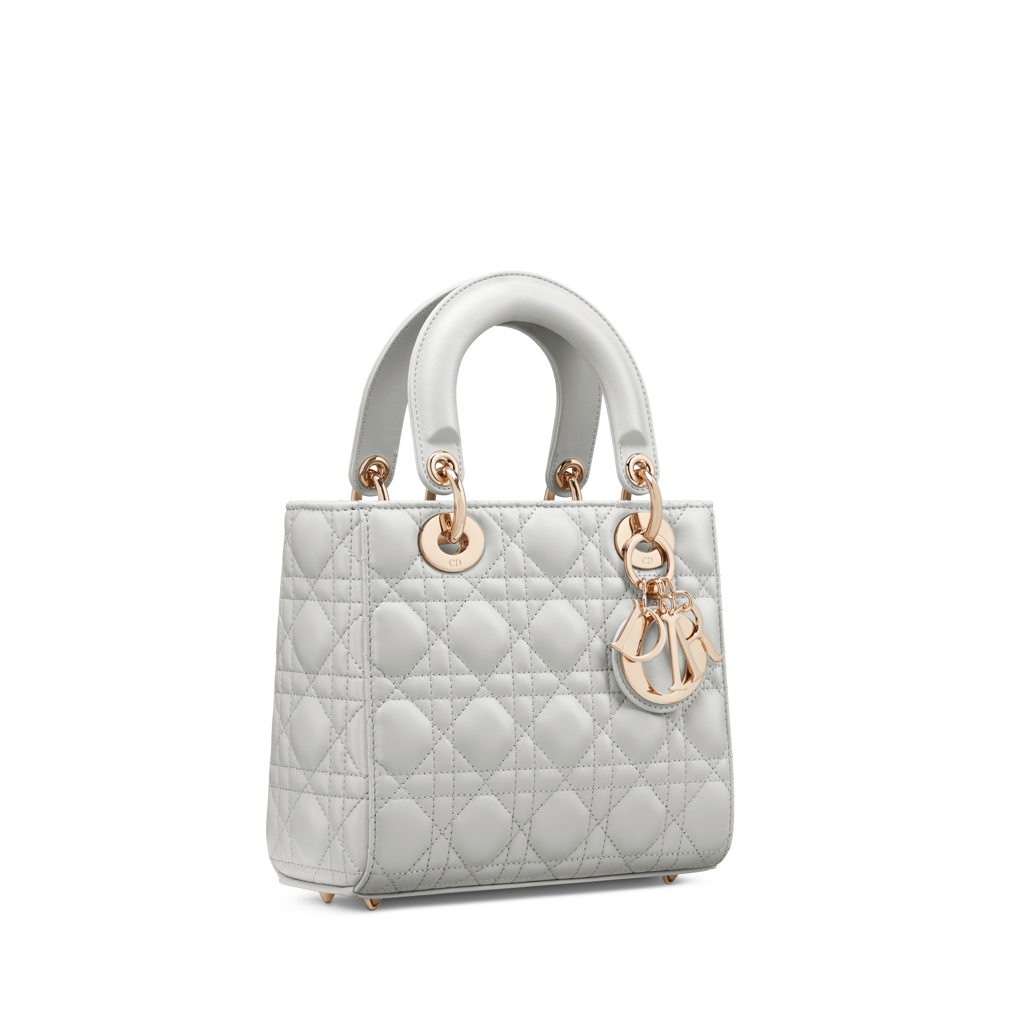 Bolsa Lady Dior My ABCDior pequena Pele de cordeiro Cannage cinza-nuvem E03