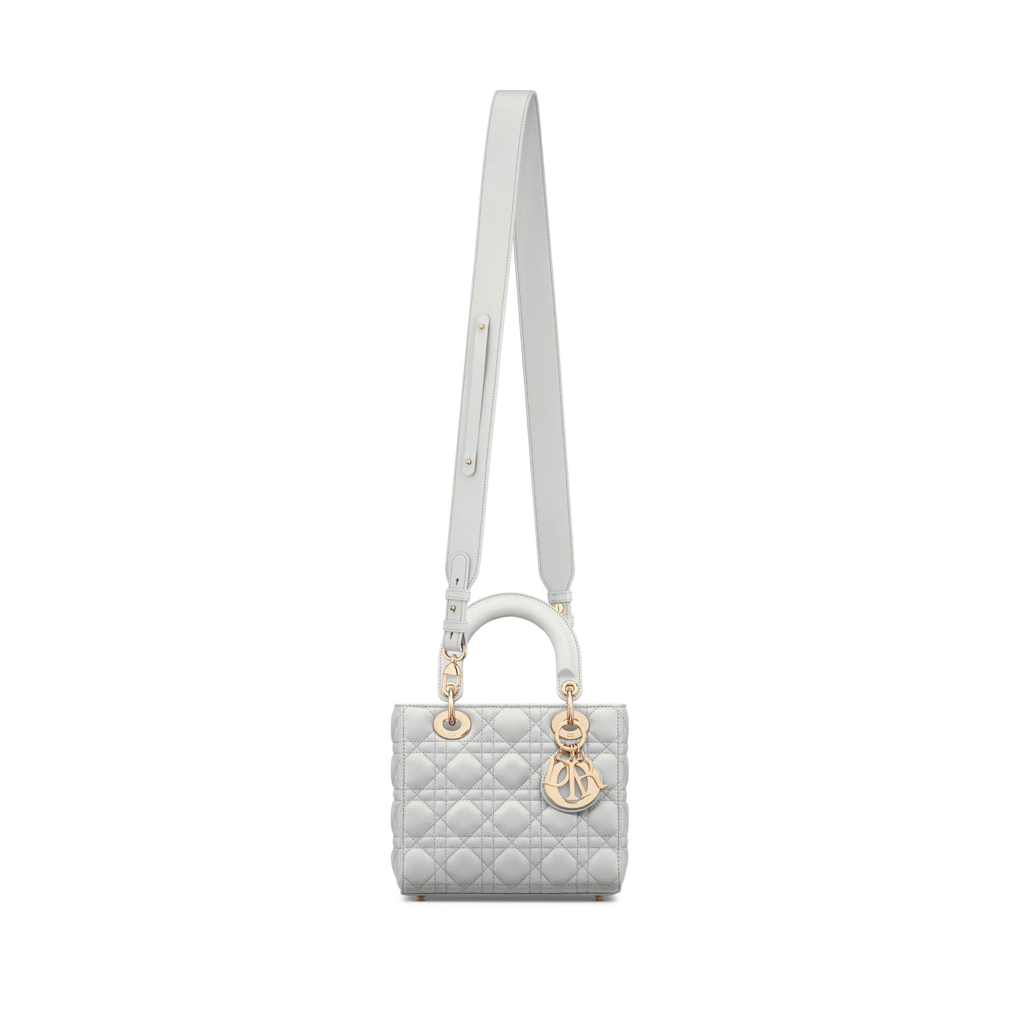 Bolsa Lady Dior My ABCDior pequena Pele de cordeiro Cannage cinza-nuvem E07