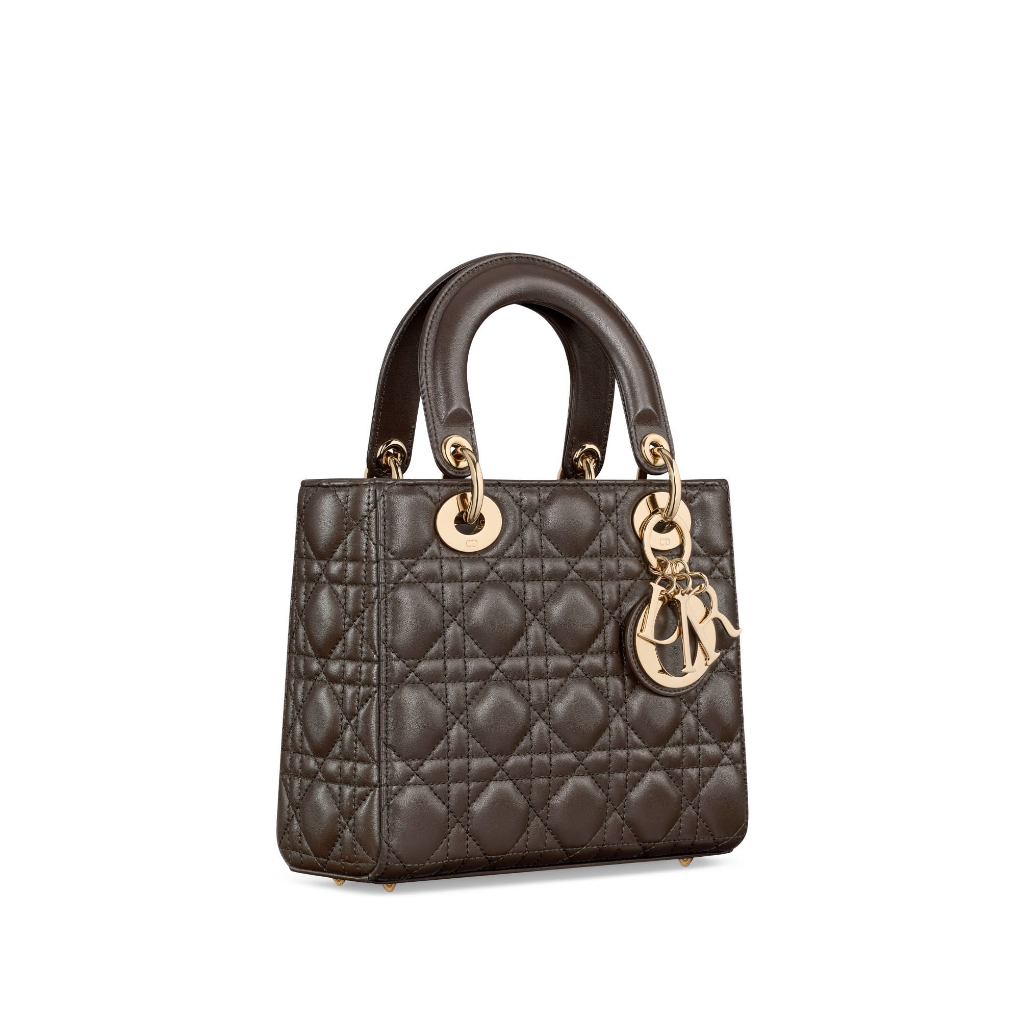 Small Lady Dior My ABCDior Bag Dark Chocolate Brown Cannage Lambskin E03