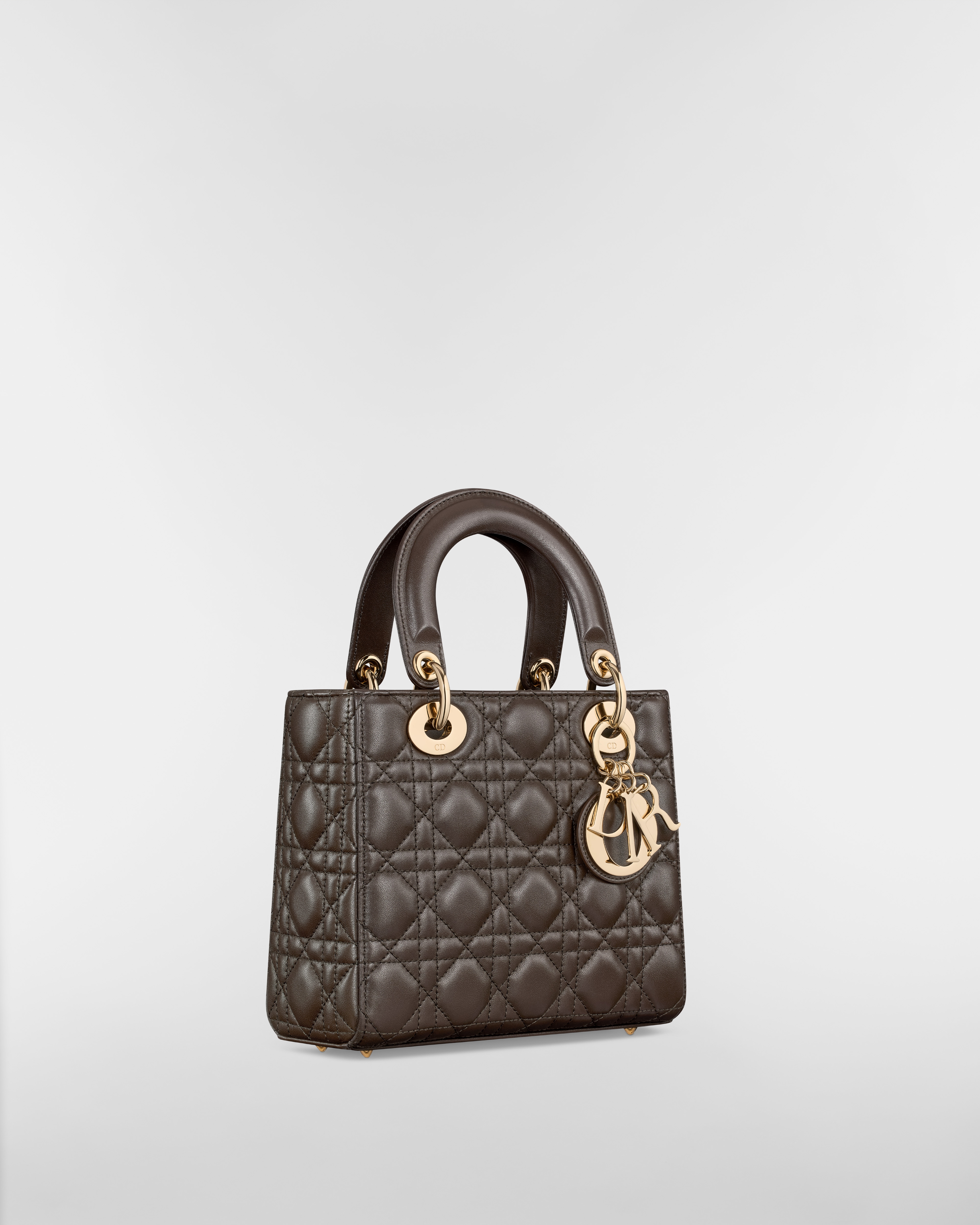 Small Lady Dior My ABCDior Bag Dark Chocolate Brown Cannage Lambskin E03