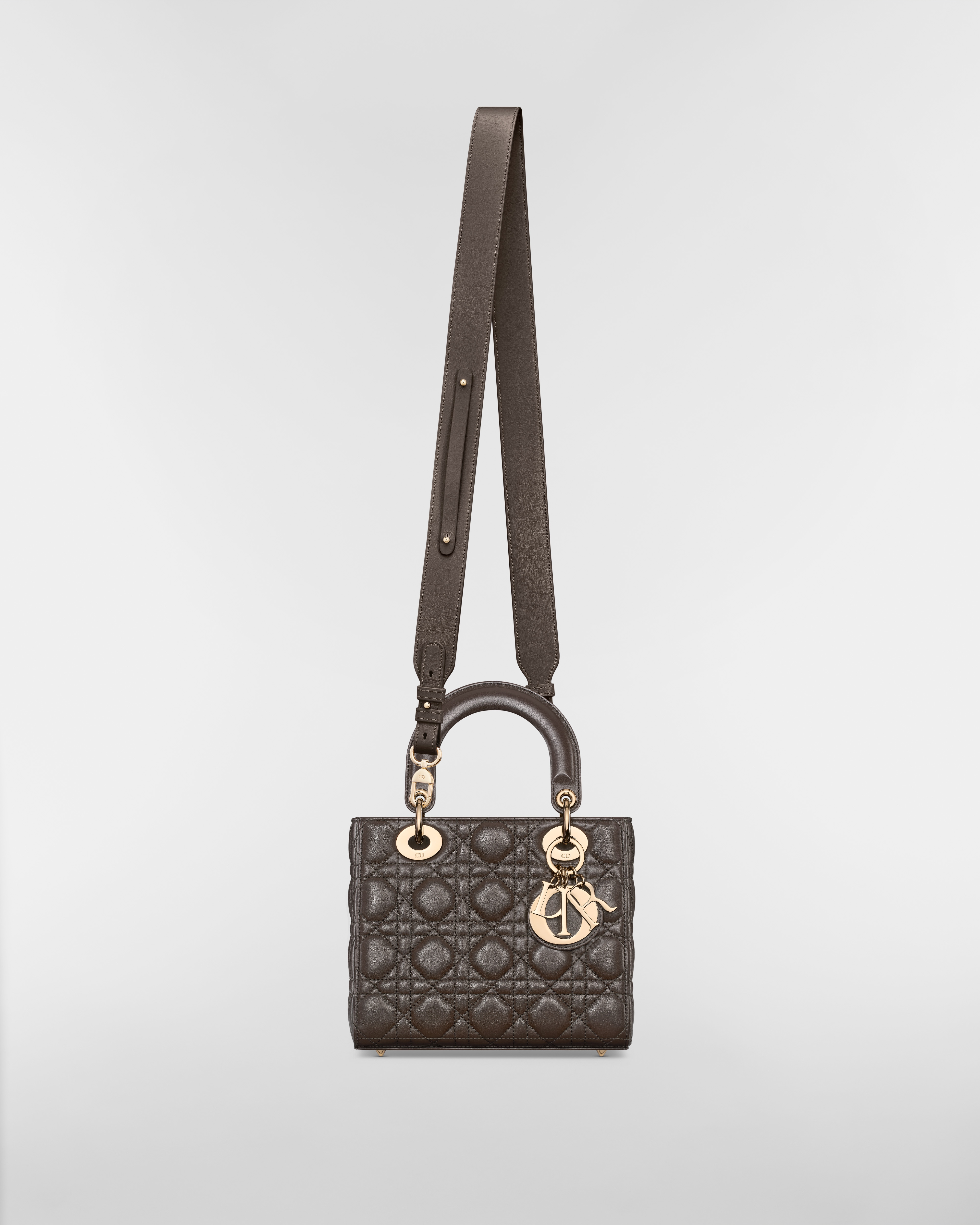 Small Lady Dior My ABCDior Bag Dark Chocolate Brown Cannage Lambskin E07