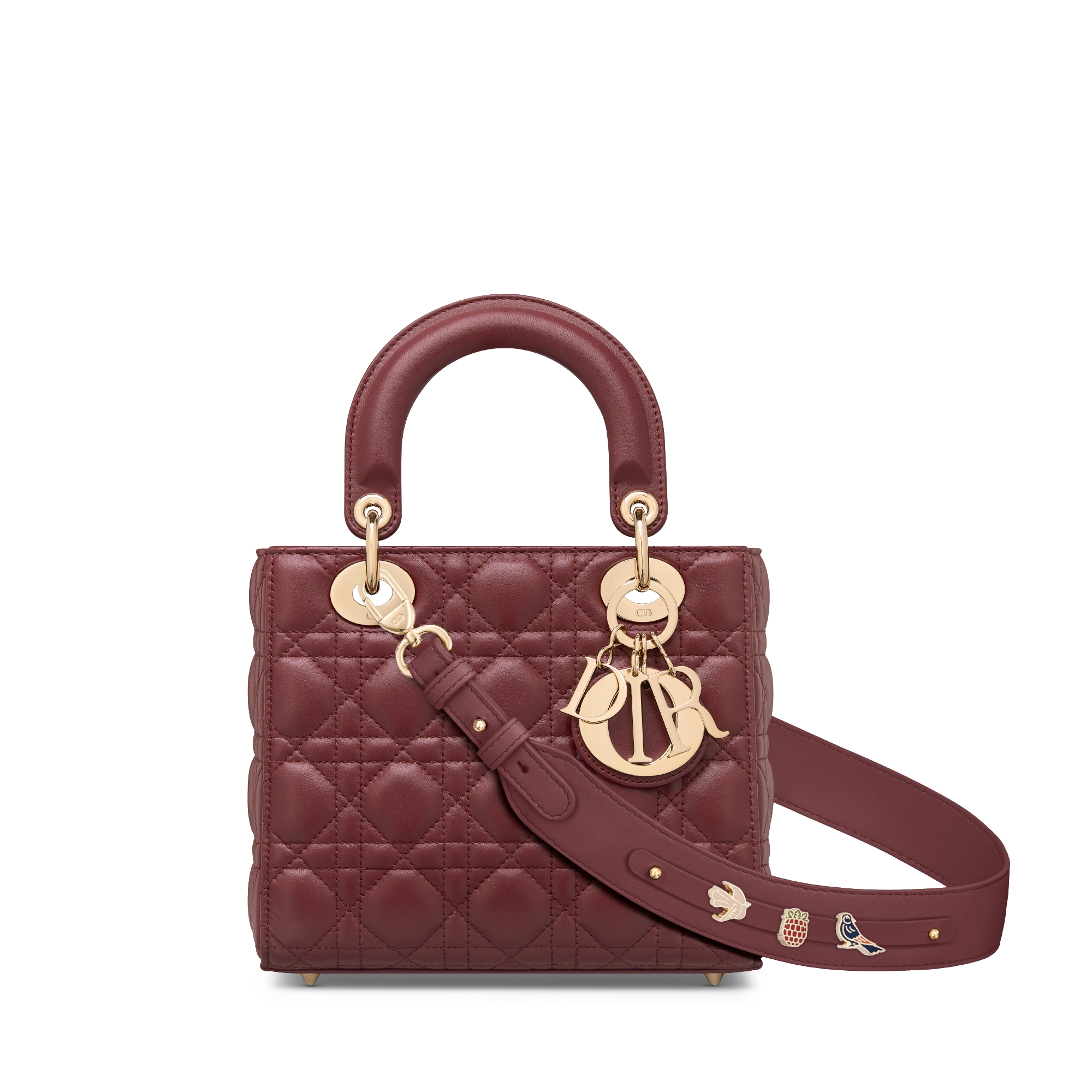Small Lady Dior My ABCDior Bag Dahlia Red Cannage Lambskin | DIOR