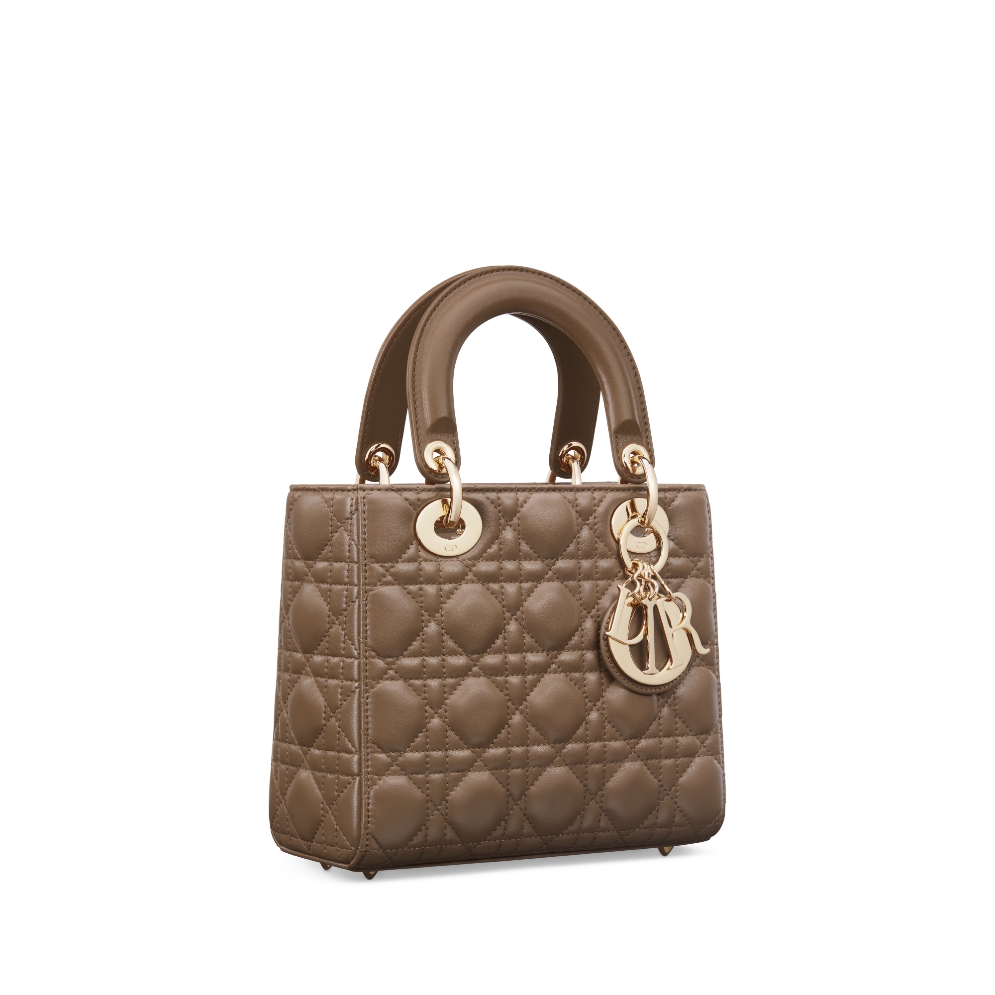 Kleine Lady Dior My ABCDior-tas Tabakbruin lamsleer met Cannage-motief E03