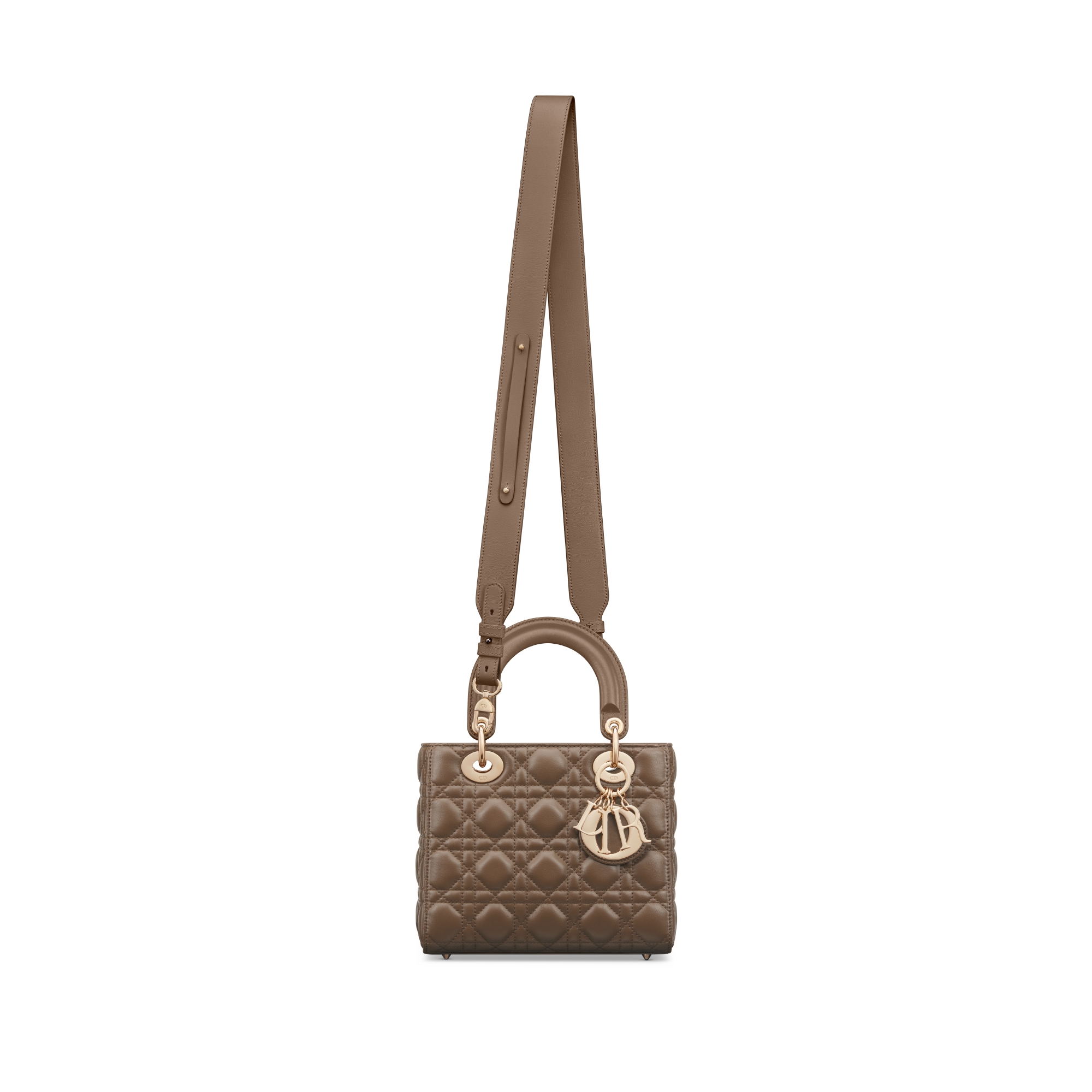 Kleine Lady Dior My ABCDior-tas Tabakbruin lamsleer met Cannage-motief E07