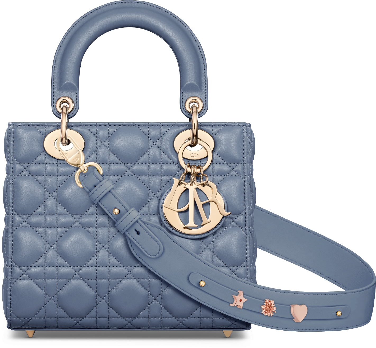 Kleine Lady Dior My ABCDior tas Poederroze lamsleer met Cannage motief DIOR