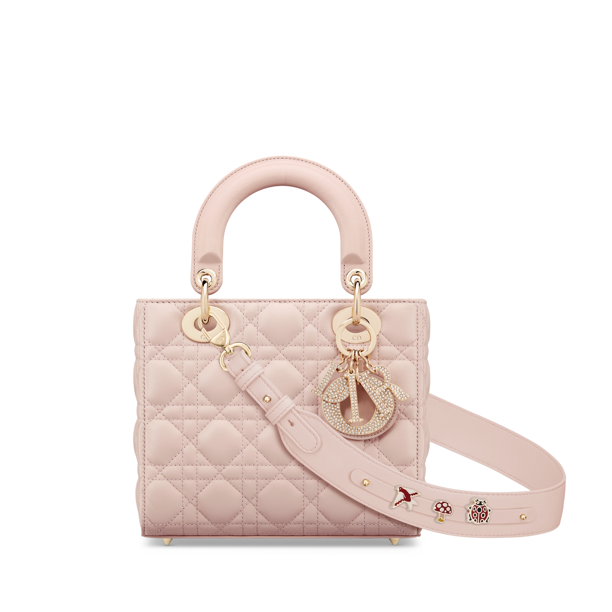 Sac Lady Dior My ABCDior Small Cuir d'agneau Cannage rose poudre E01