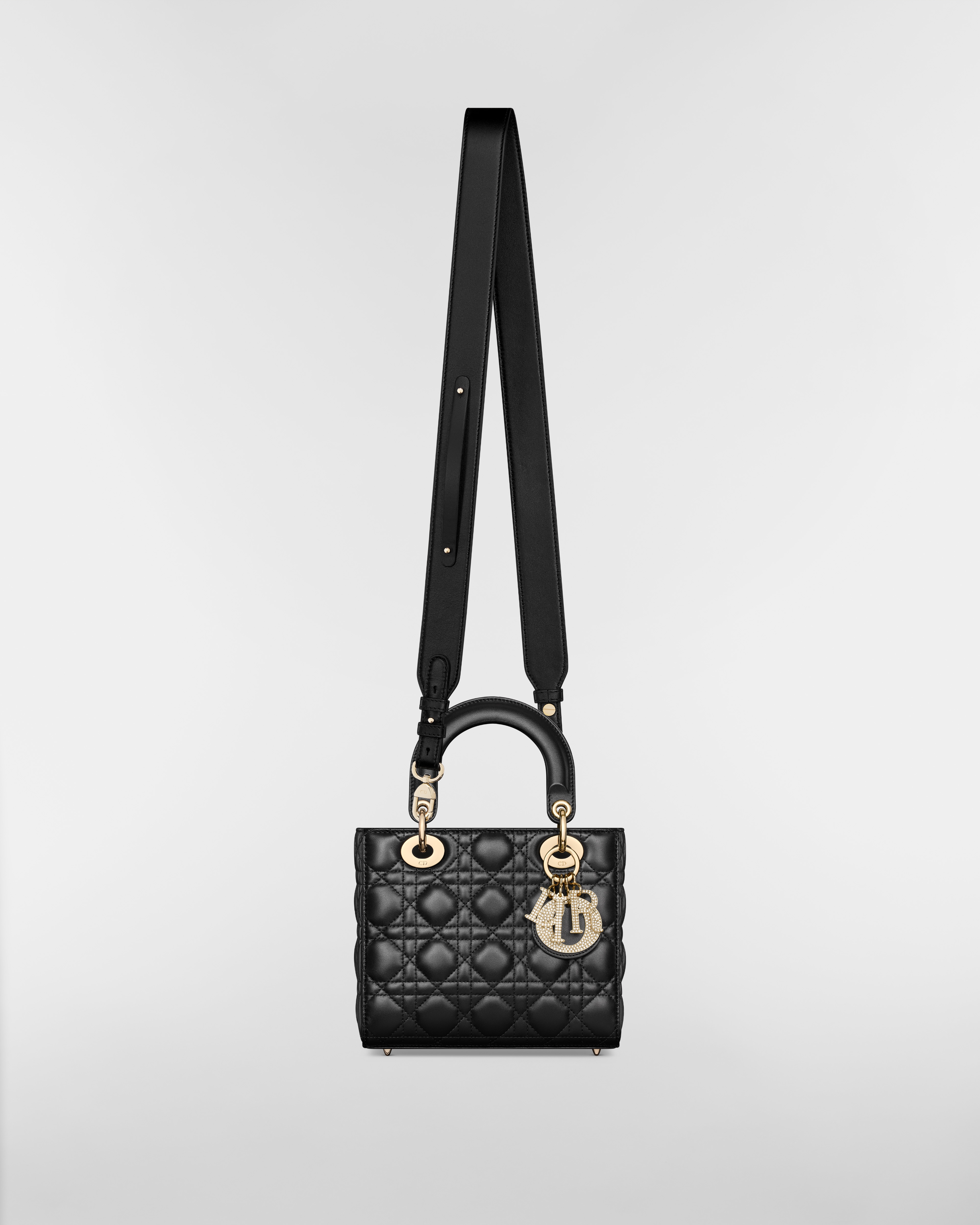 Borsa piccola Lady Dior My ABCDior Pelle di agnello Cannage nera E07