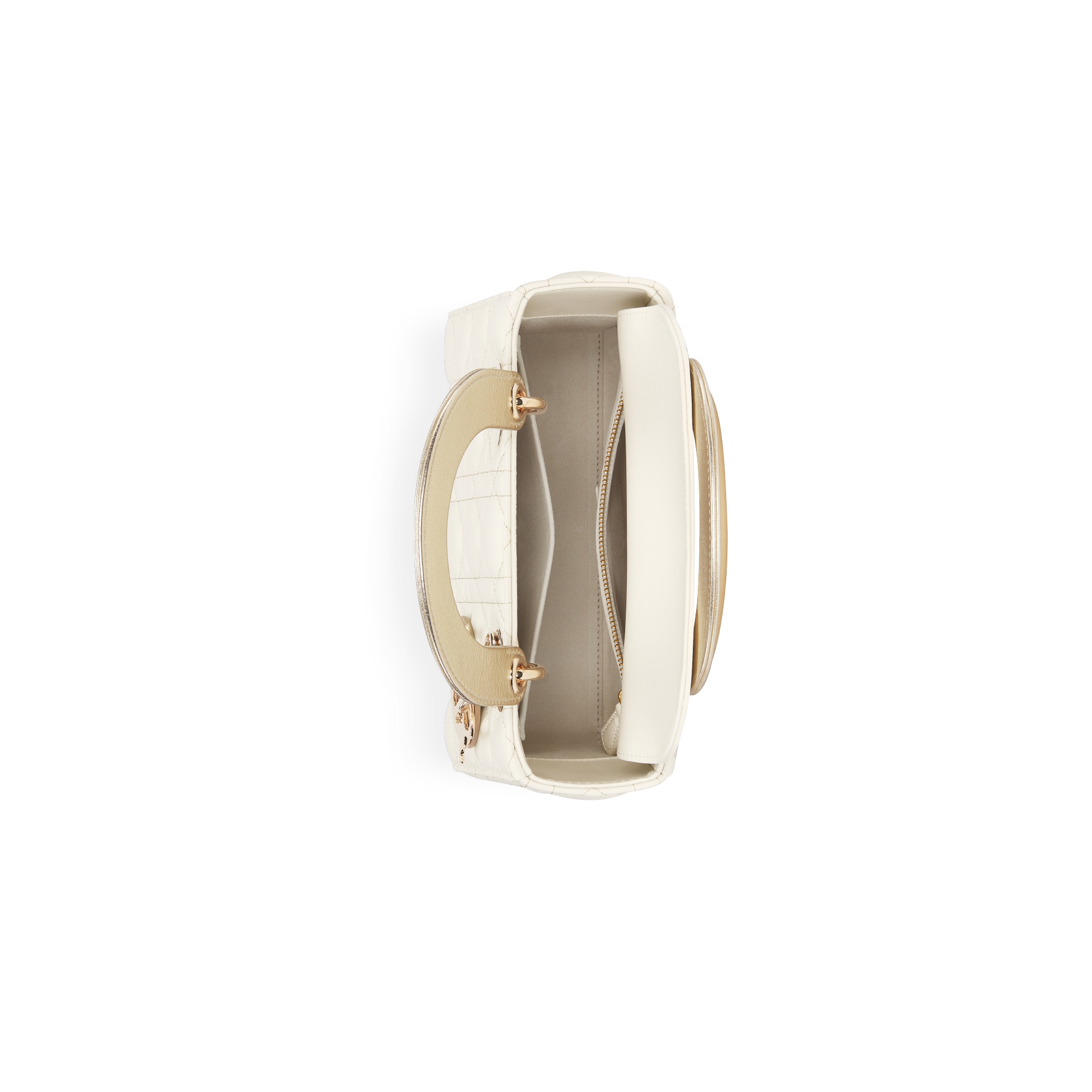 Small Lady Dior My ABCDior Bag Two-Tone Gold and White Cannage Lambskin ...