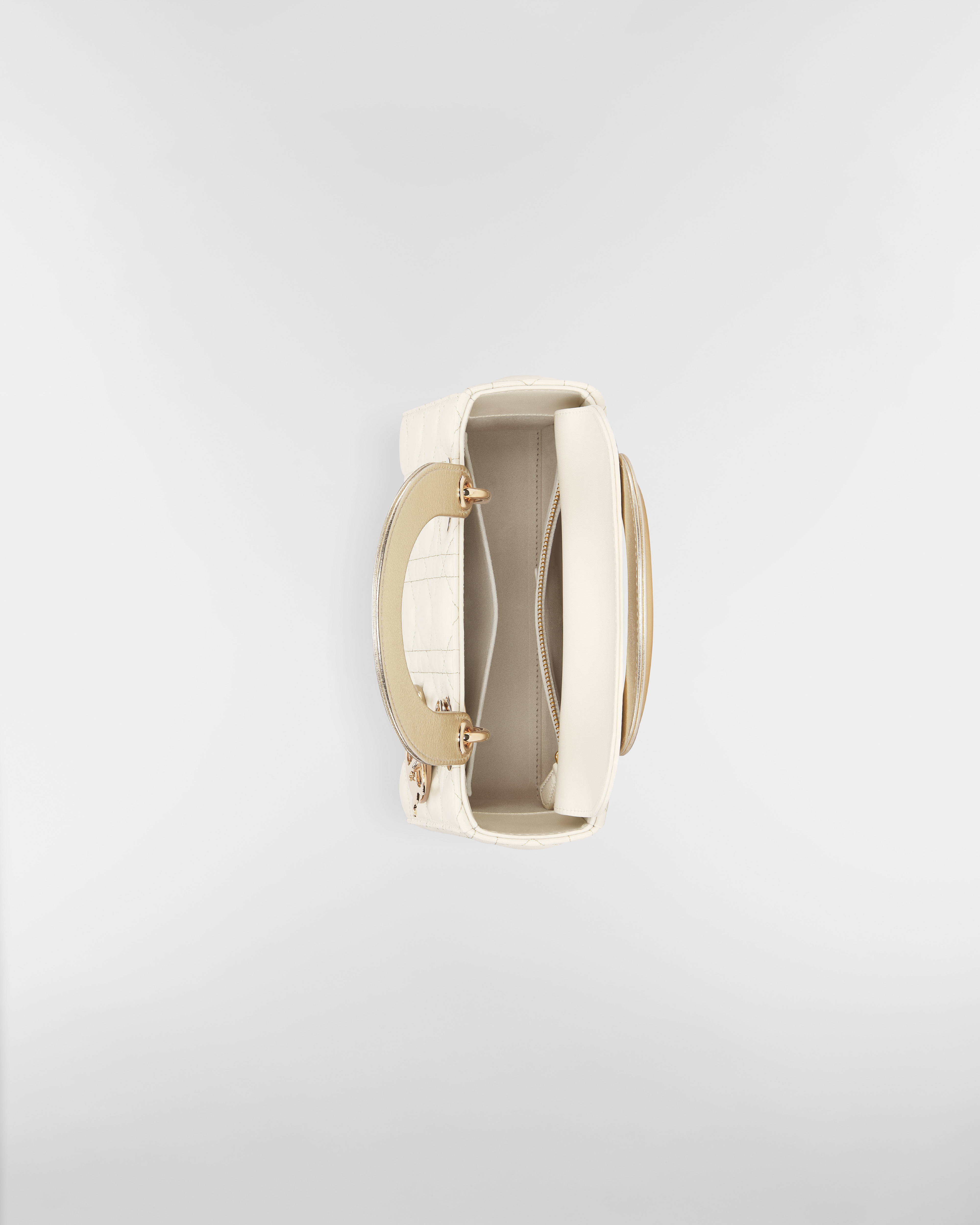 Small Lady Dior My ABCDior Bag Two-Tone Gold and White Cannage Lambskin with Metallic Thread E06