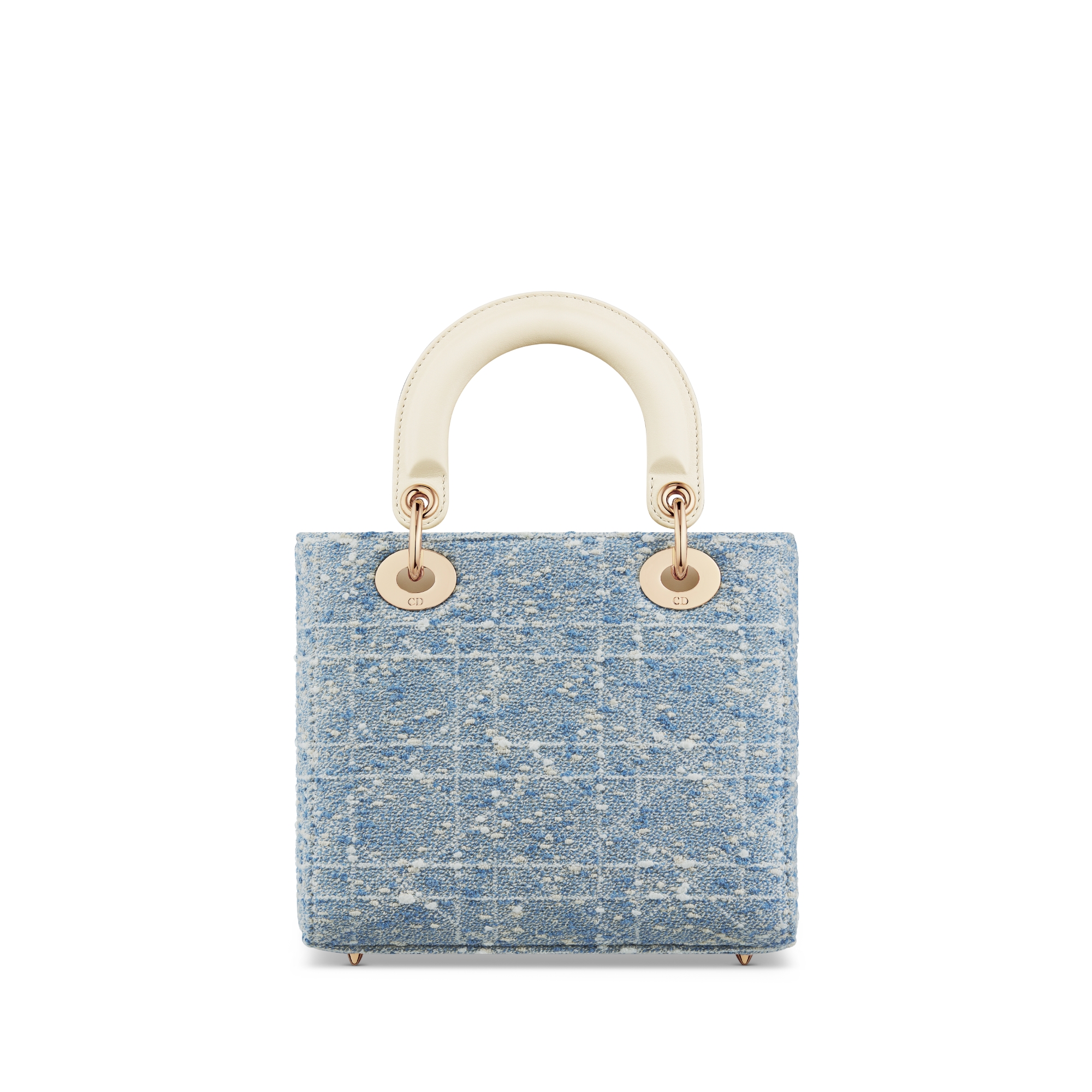 Small Lady Dior My ABCDior Bag Celestial Blue Tweed with White Cannage Motif and Beige Calfskin E08
