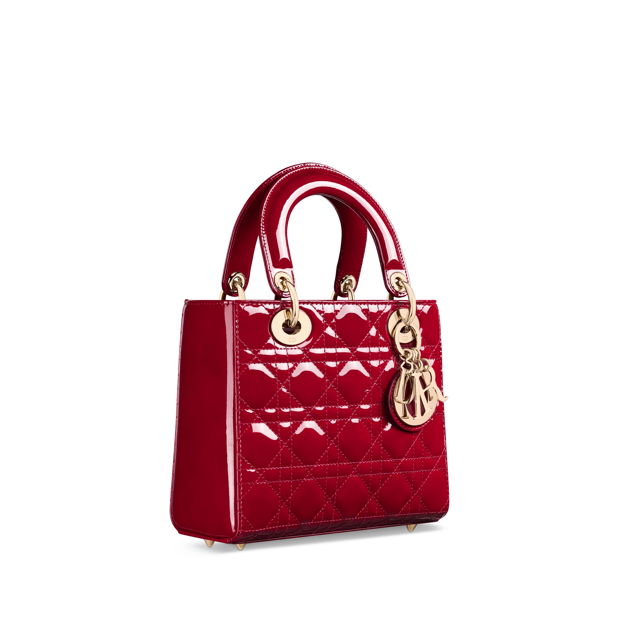 Small Lady Dior My ABCDior Bag Cherry Red Patent Cannage Calfskin E03