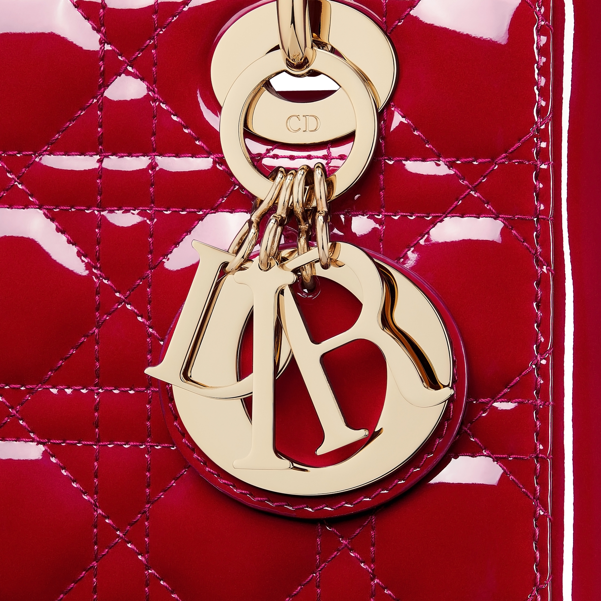 Small Lady Dior My ABCDior Bag Cherry Red Patent Cannage Calfskin E09