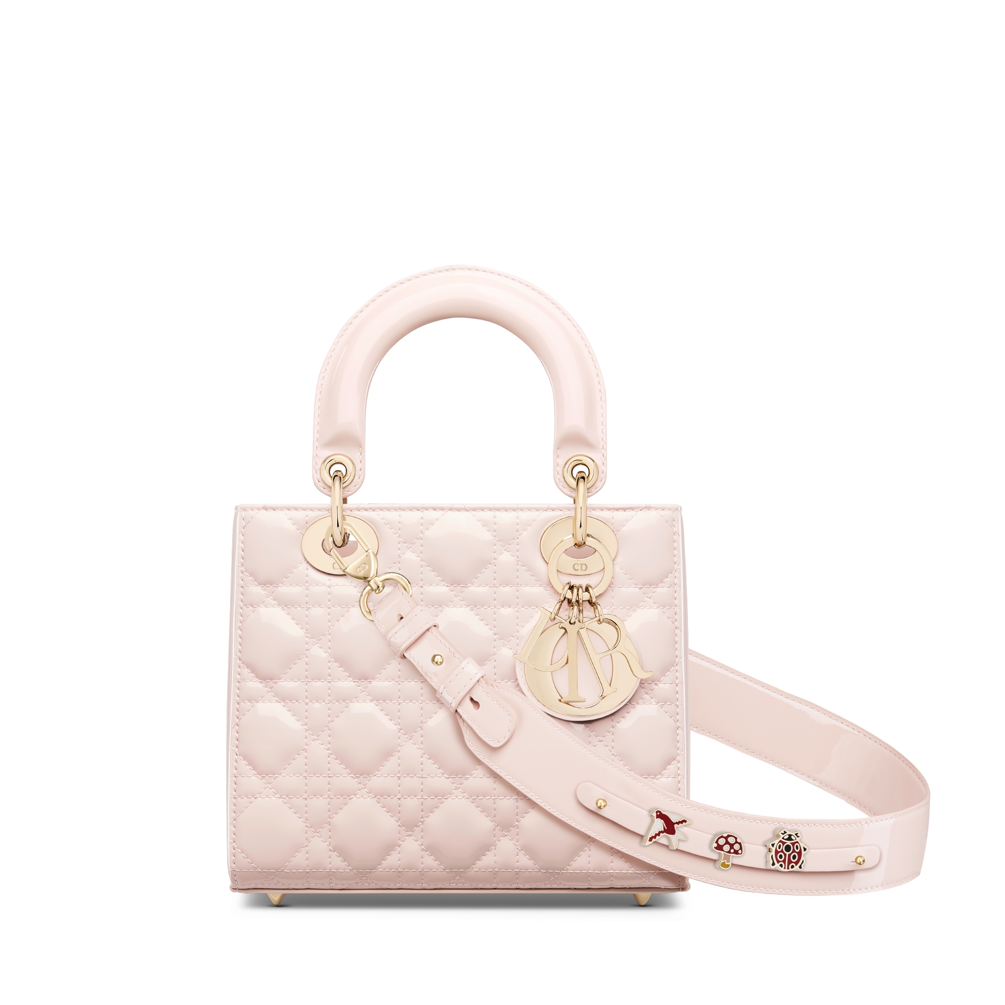 Lady Dior My ABCDior 스몰 백 파우더 핑크 페이턴트 까나쥬 송아지 가죽 E01